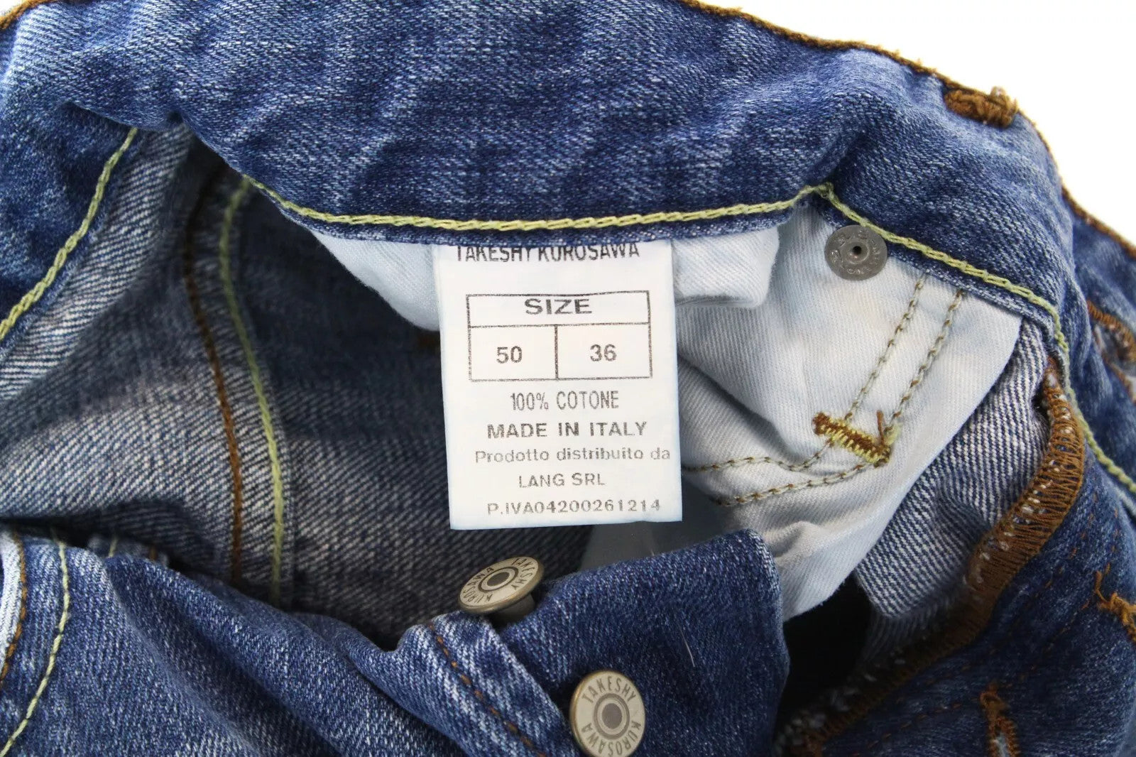 TAKESHY KUROSAWA Men's Jeans W34 Cotton Slim Fit Painted Distressed