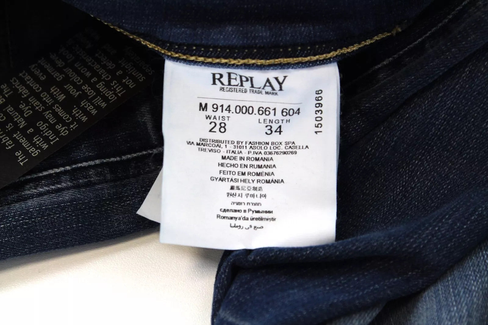 REPLAY Anbass Hyperflex Men's Jeans W28/L34 Blue Slim Stretch Zip-Fly