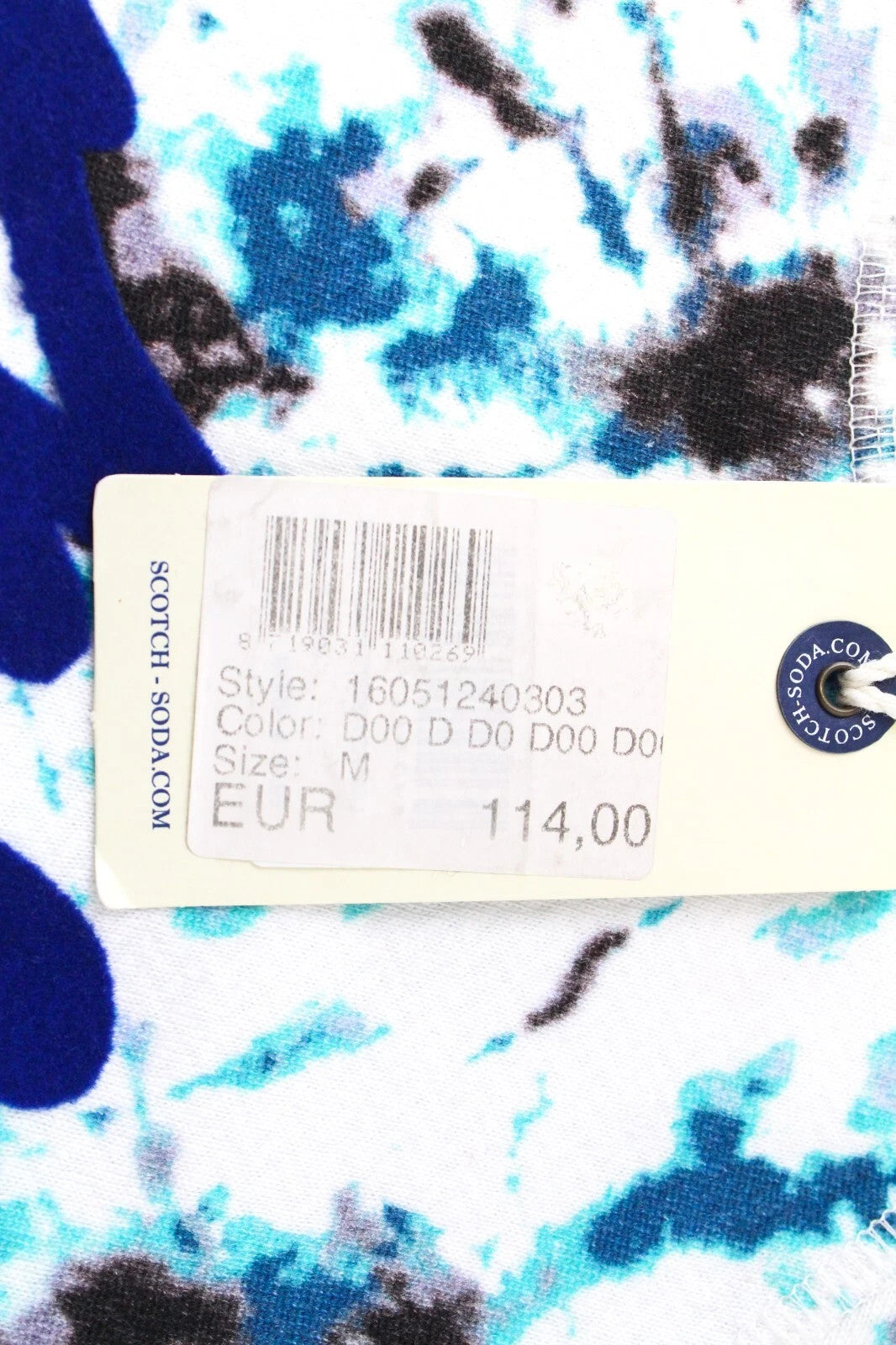 „SCOTCH &amp; SODA“ vyriškas M dydžio džemperis su „Broke Like A Joke“ siuvinėtu batikos imitacijos logotipu 