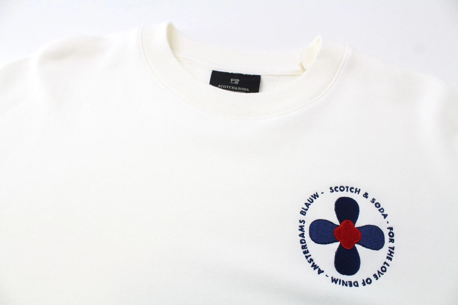 SCOTCH &amp; SODA vyriškas ~2XL džemperis iš džinsinio audinio su siuvinėta medvilne 