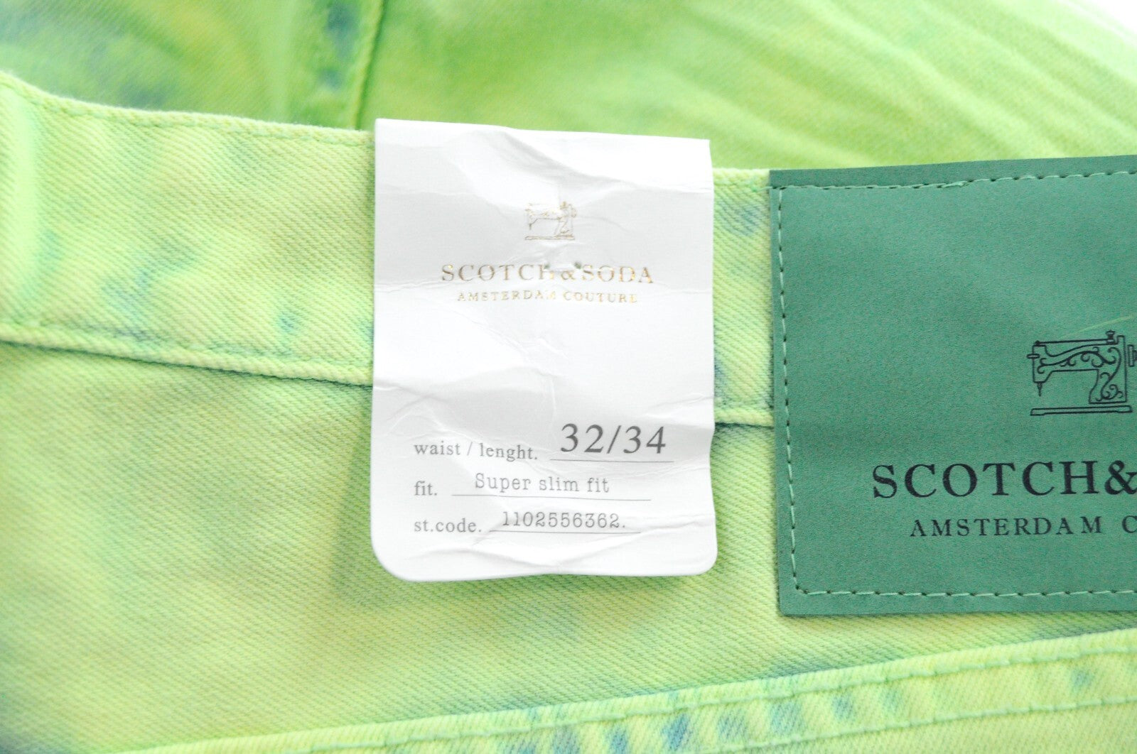„SCOTCH &amp; SODA Steele“ vyriški W32/L34 itin ploni žali tamprūs medvilniniai džinsai 