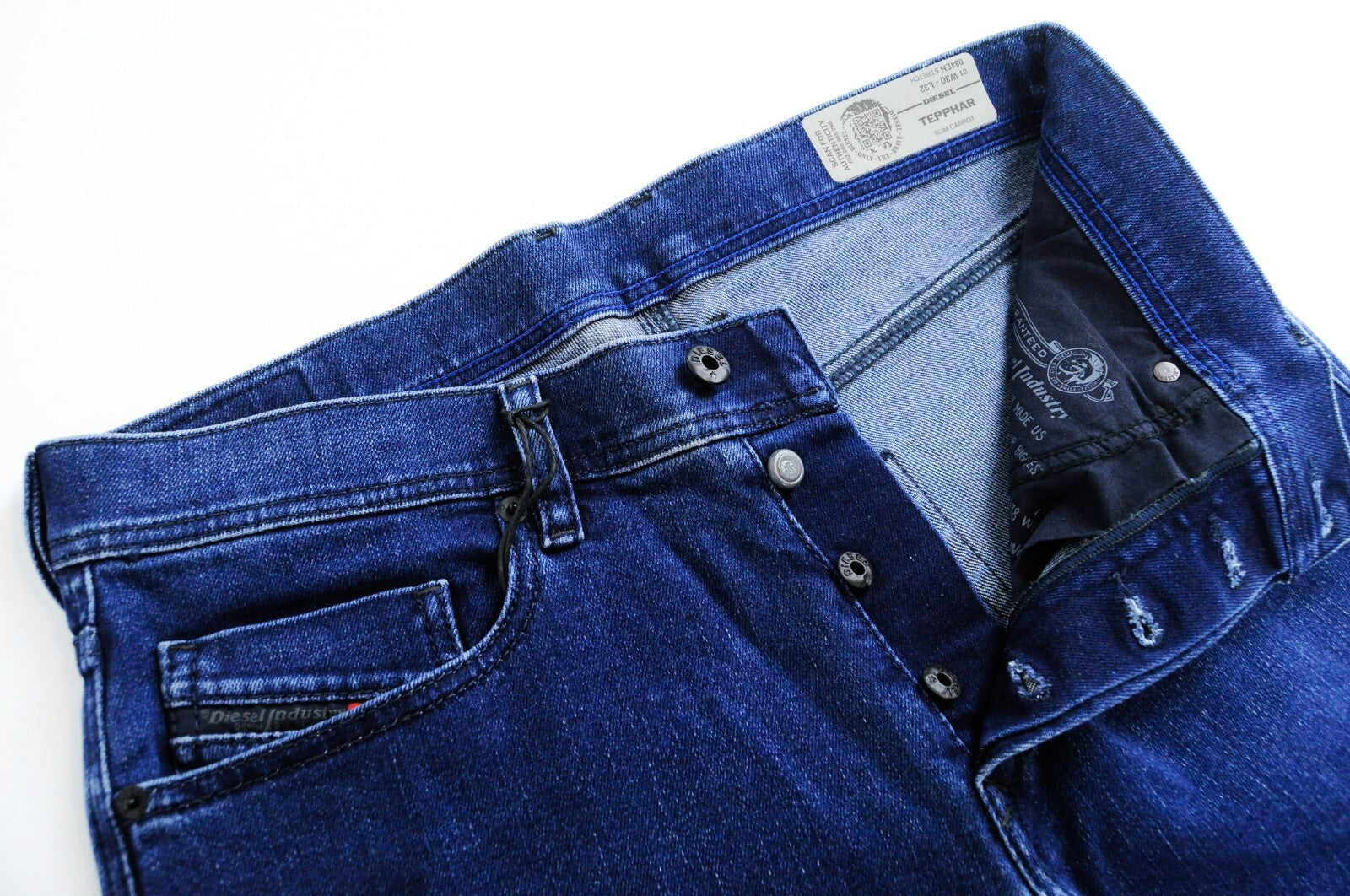 DIESEL Tepphar 084EH vyriški ploni morkų stiliaus džinsai W30/L32 mėlyni tamprūs medvilniniai džinsai 