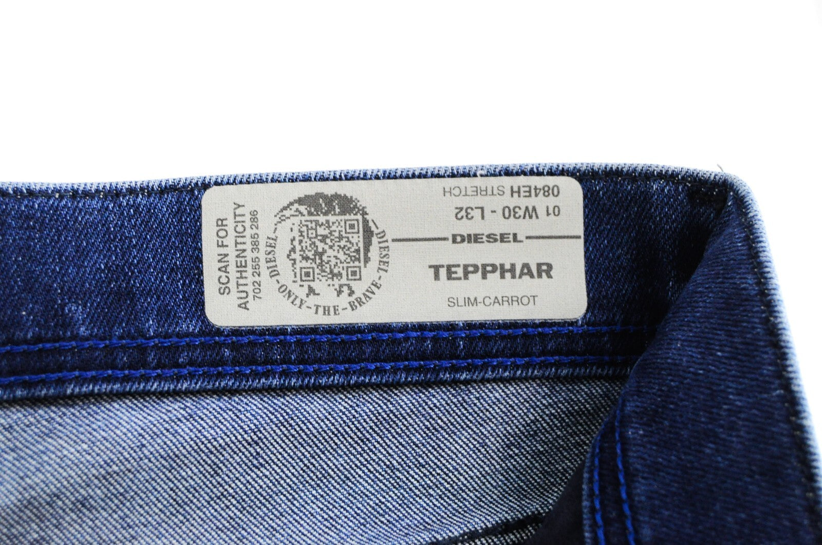 DIESEL Tepphar 084EH vyriški ploni morkų stiliaus džinsai W30/L32 mėlyni tamprūs medvilniniai džinsai 