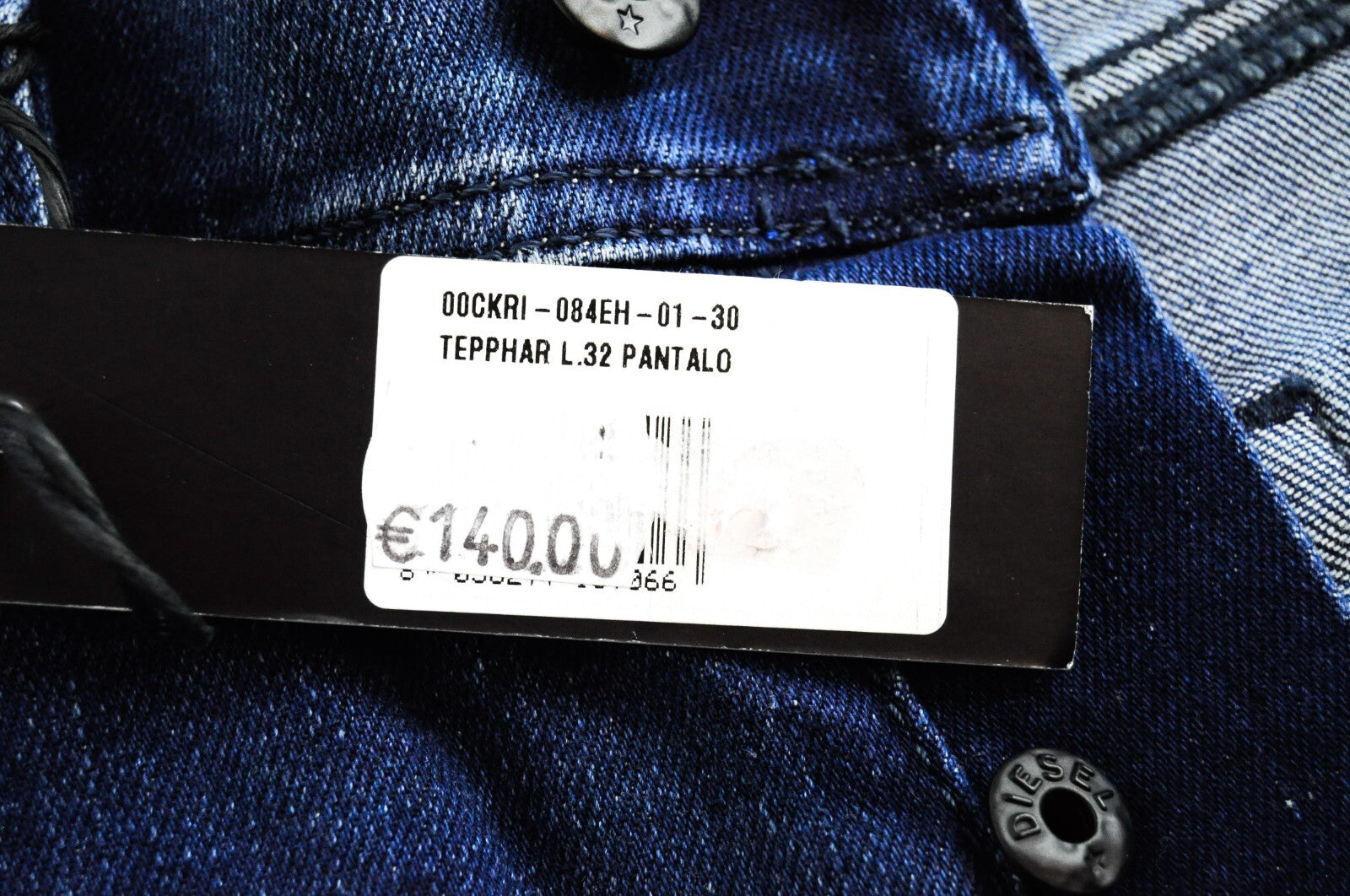 DIESEL Tepphar 084EH vyriški ploni morkų stiliaus džinsai W30/L32 mėlyni tamprūs medvilniniai džinsai 