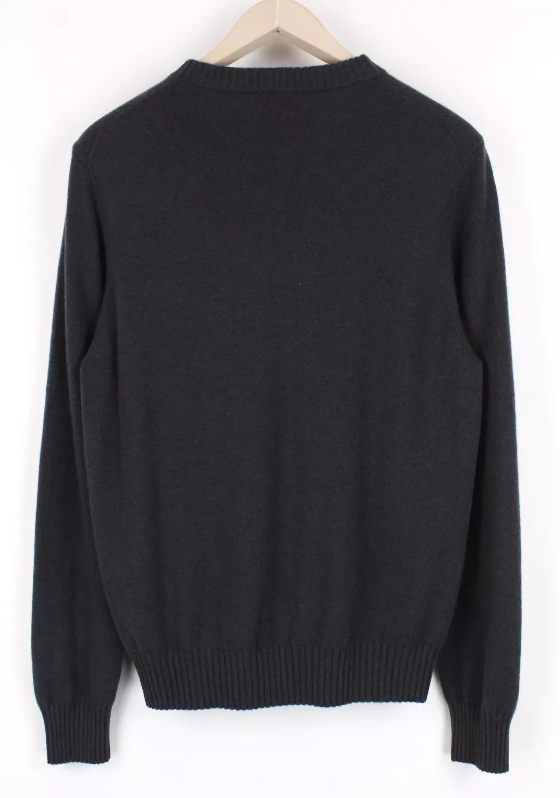 SANDRO moteriškas megztinis S dydžio kašmyro aptempto mezgimo tamsiai pilkas megztinis apvalia kaklo iškirpte, rekomenduojama kaina 295 € 