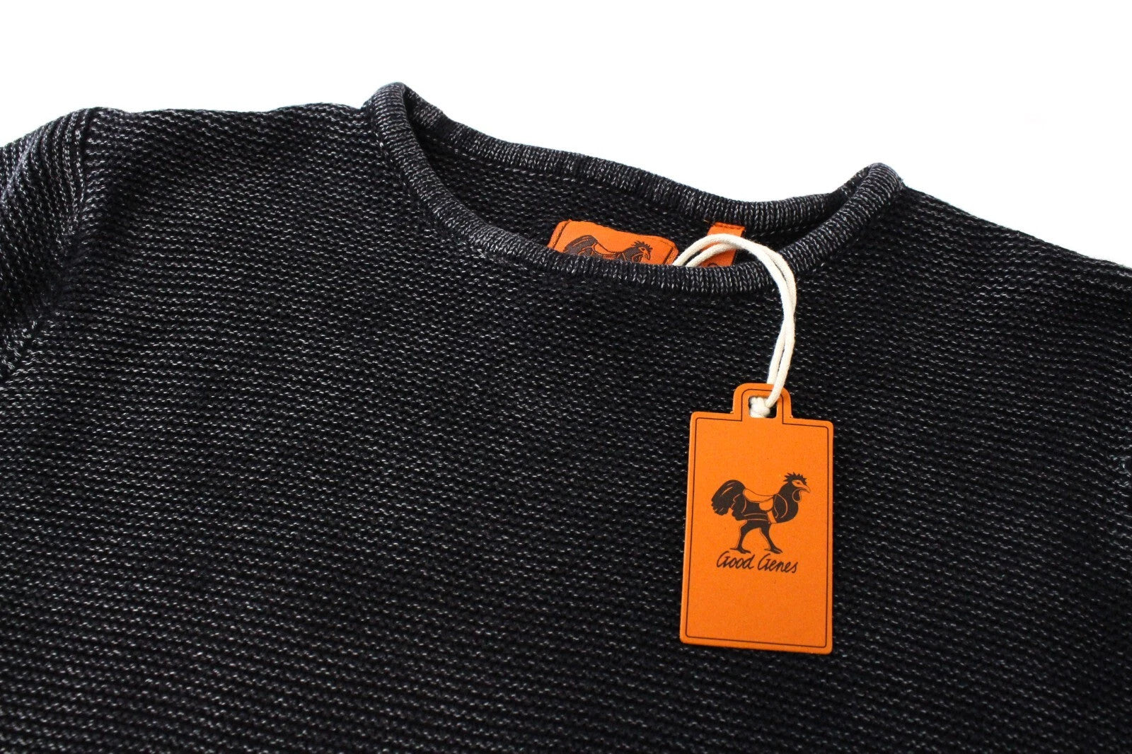 GOOD GENES moteriškas megztinis S dydžio, šviesiai juodas, tvirtai megztas medvilninis megztinis su apvalia apykakle 