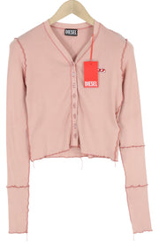 DIESEL moteriški marškinėliai su juostele ir atvira juostele, XL dydžio, rožiniai, ilgomis rankovėmis, su sagomis, trumpi, rekomenduojama kaina – 150 € 