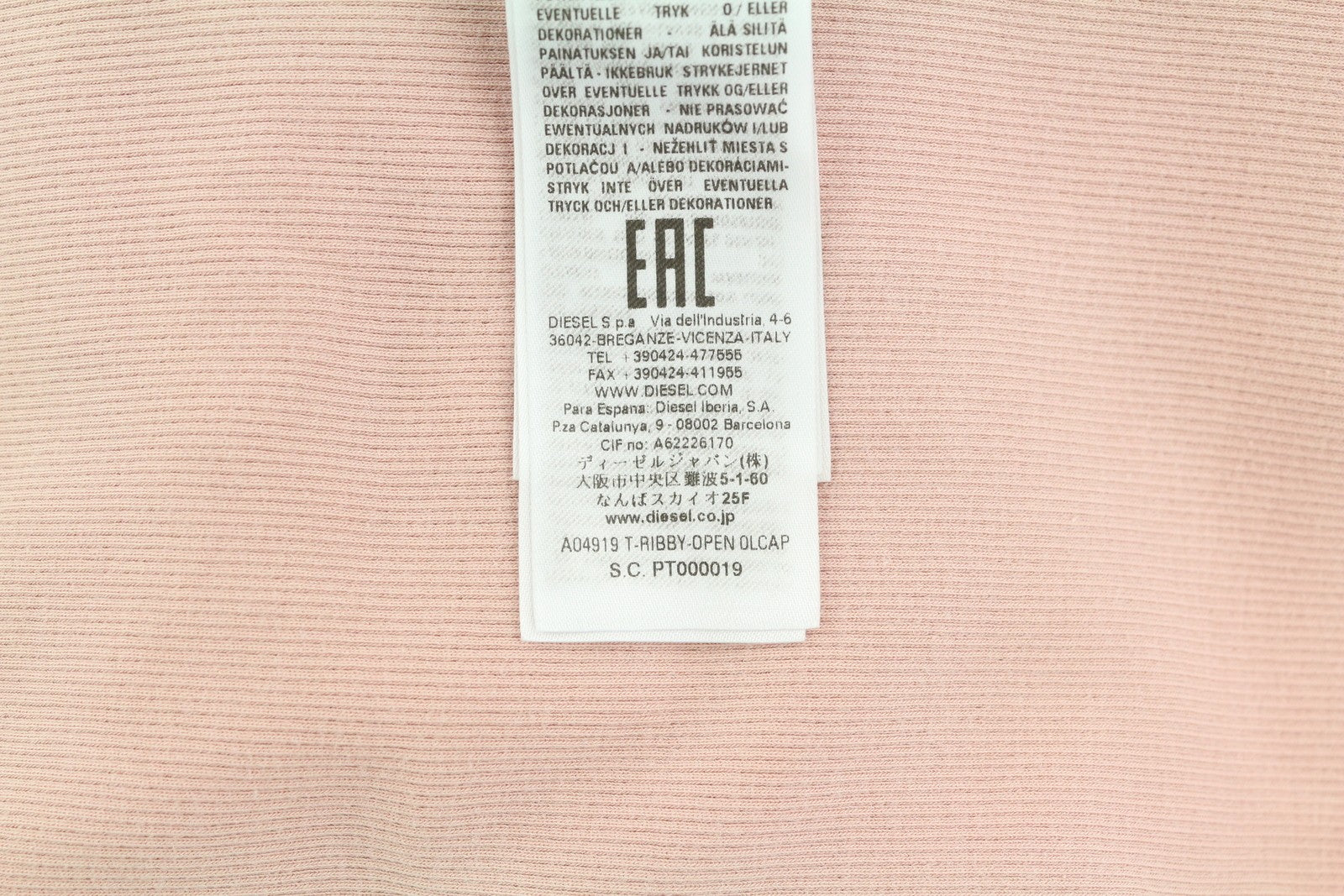 DIESEL moteriški marškinėliai su juostele ir atvira juostele, XL dydžio, rožiniai, ilgomis rankovėmis, su sagomis, trumpi, rekomenduojama kaina – 150 € 