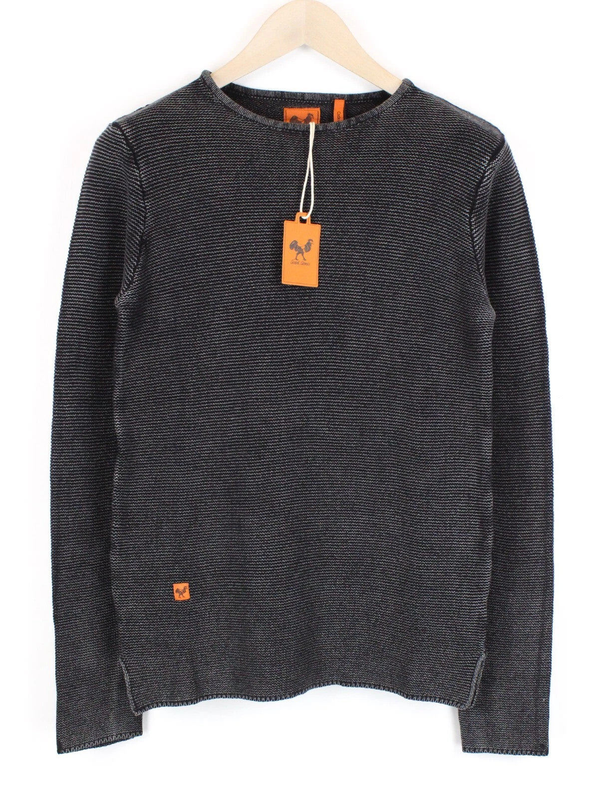 GOOD GENES Women's Jumper L Cotton Crew Neck Off-Black Tight-Knit Sweater