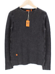 GOOD GENES Women's Jumper L Cotton Crew Neck Off-Black Tight-Knit Sweater