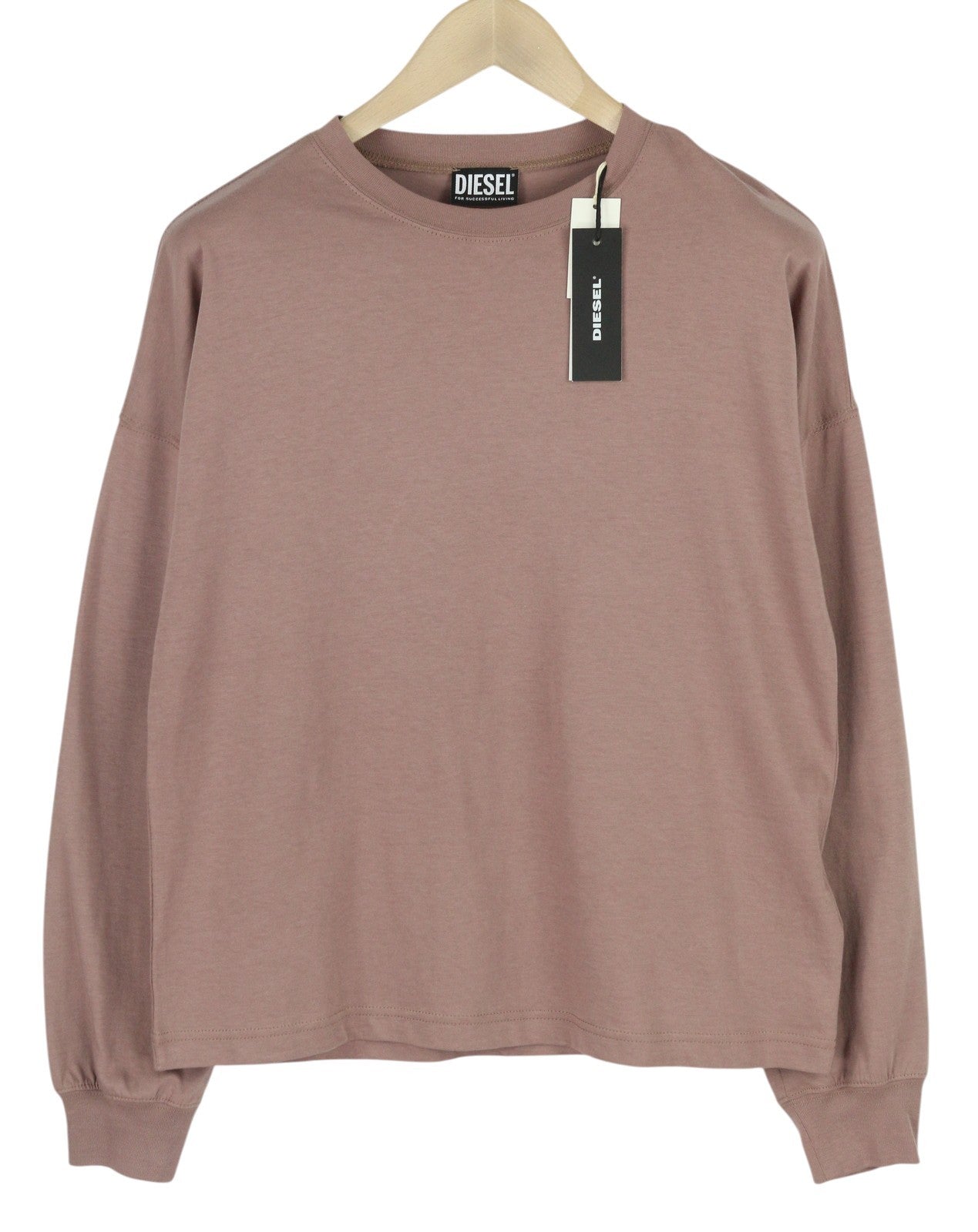 DIESEL T-Relong-CC moteriški marškinėliai S dydžio violetiniai, dideli apvalūs ilgomis rankovėmis, rekomenduojama kaina – 100 € 