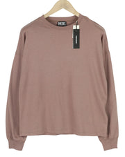 DIESEL T-Relong-CC moteriški marškinėliai S dydžio violetiniai, dideli apvalūs ilgomis rankovėmis, rekomenduojama kaina – 100 € 