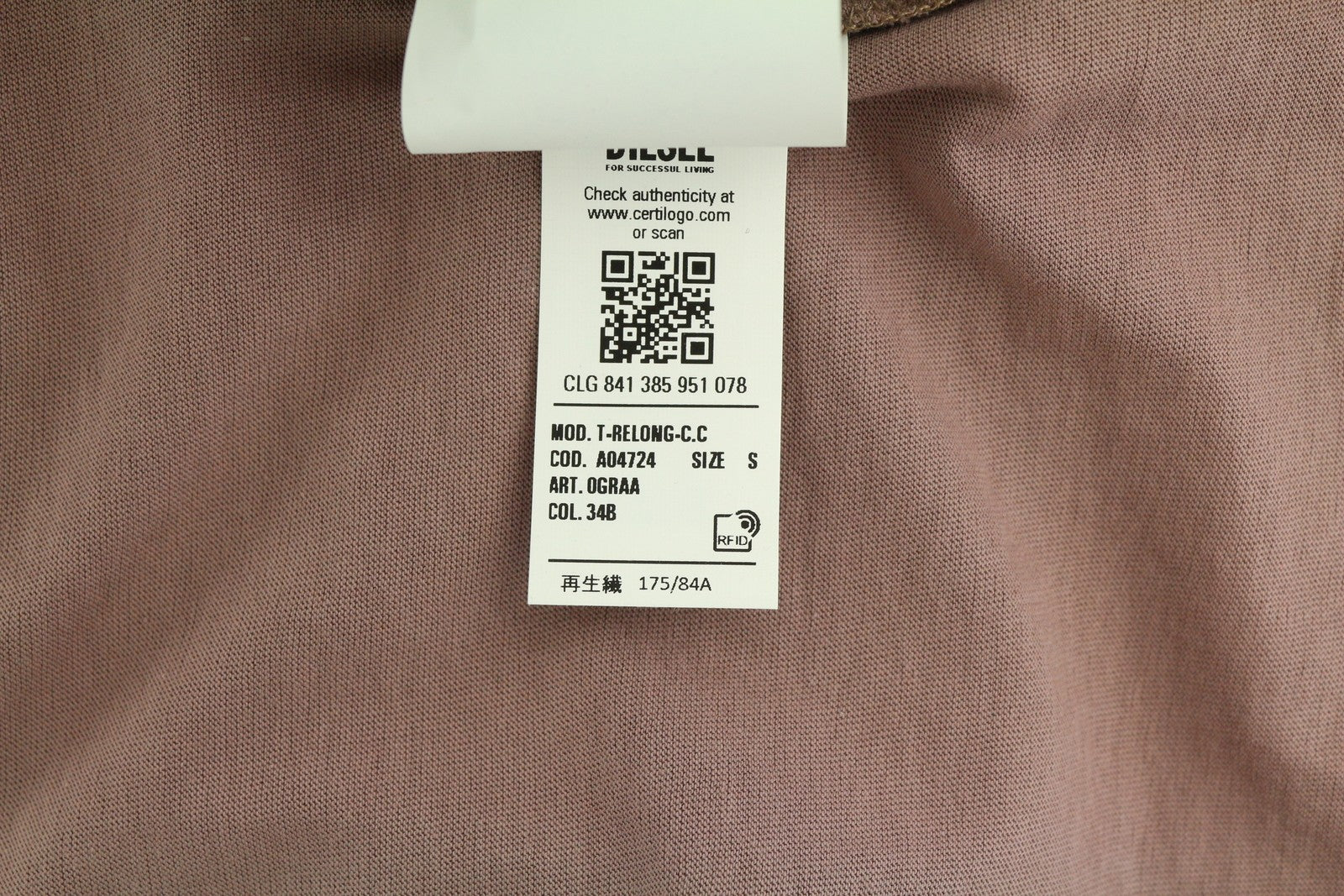 DIESEL T-Relong-CC moteriški marškinėliai S dydžio violetiniai, dideli apvalūs ilgomis rankovėmis, rekomenduojama kaina – 100 € 