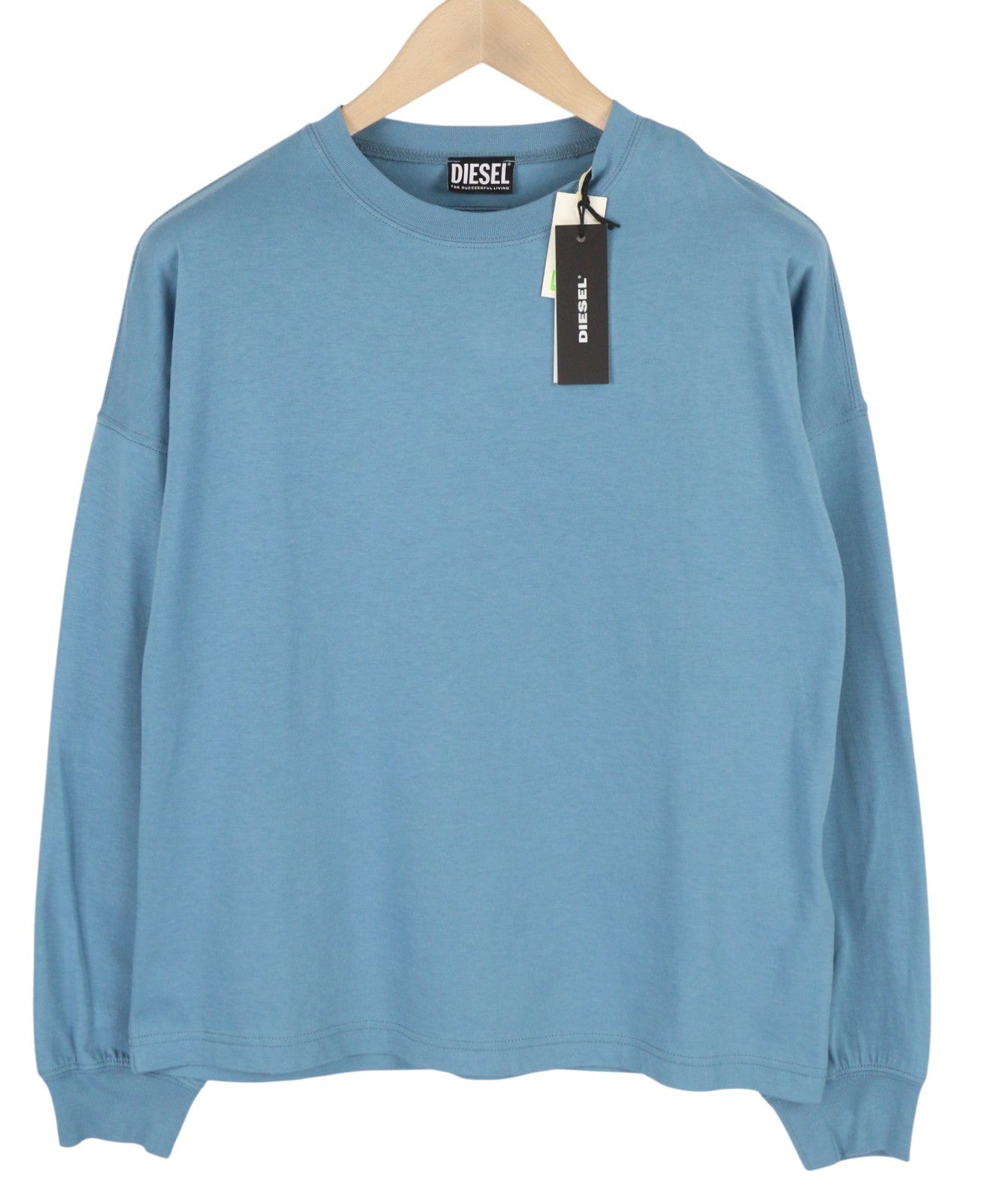 DIESEL T-Relong-CC moteriški marškinėliai S, mėlyni, dideli, ilgomis rankovėmis, rekomenduojama kaina – 100 €