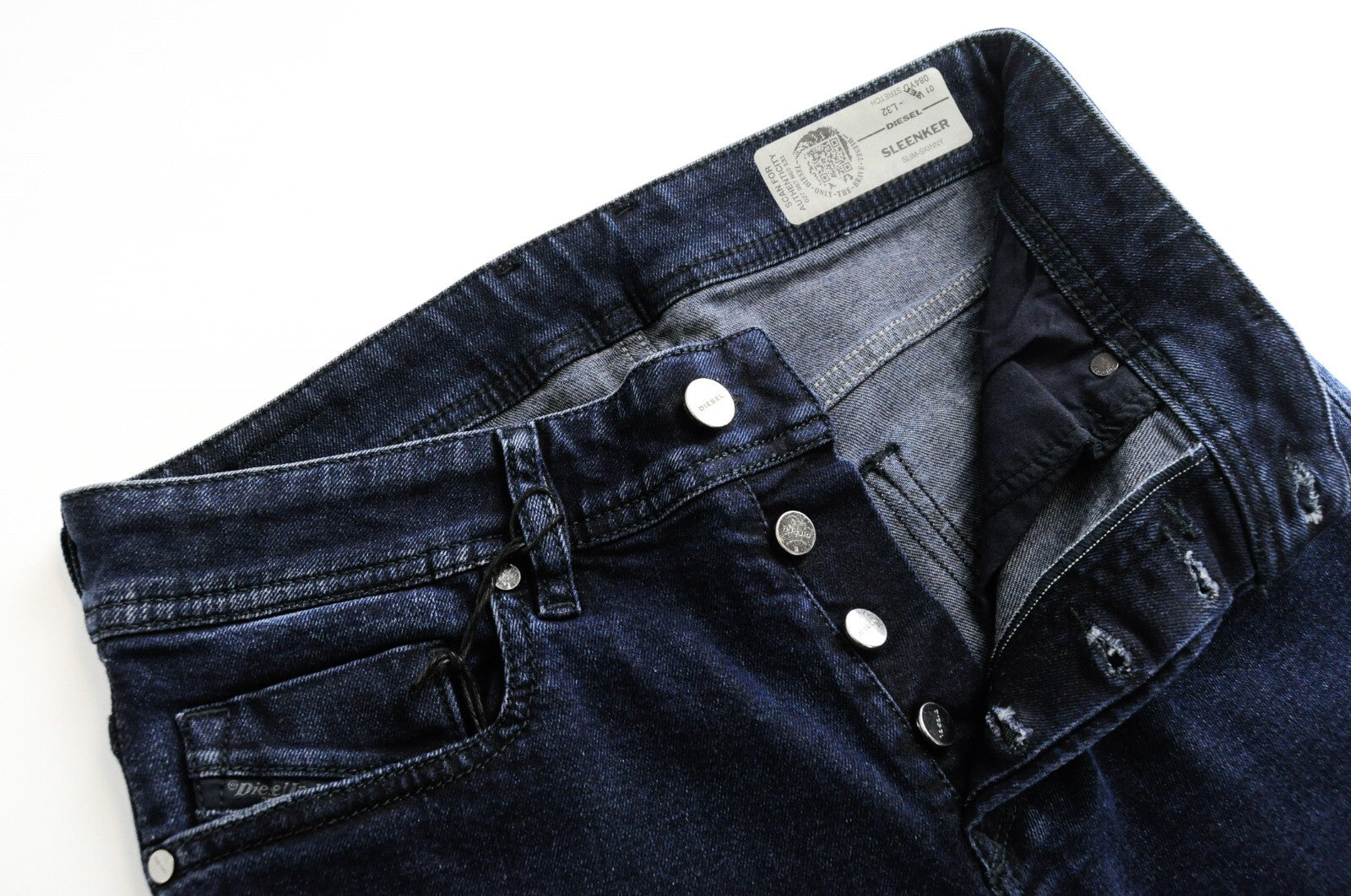 DIESEL Sleenker 084YD vyriški mėlyni aptempti džinsai W29/L32 tamprūs medvilniniai džinsai 