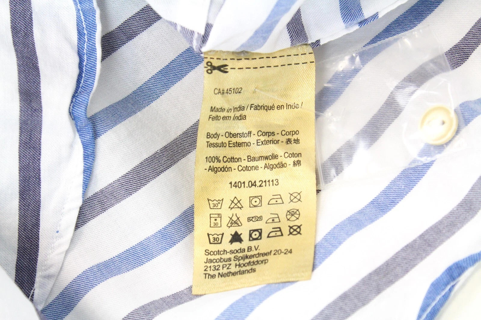 SCOTCH & SODA Men's Shirt M Canvas Collared Striped Short Sleeve Pocket Top