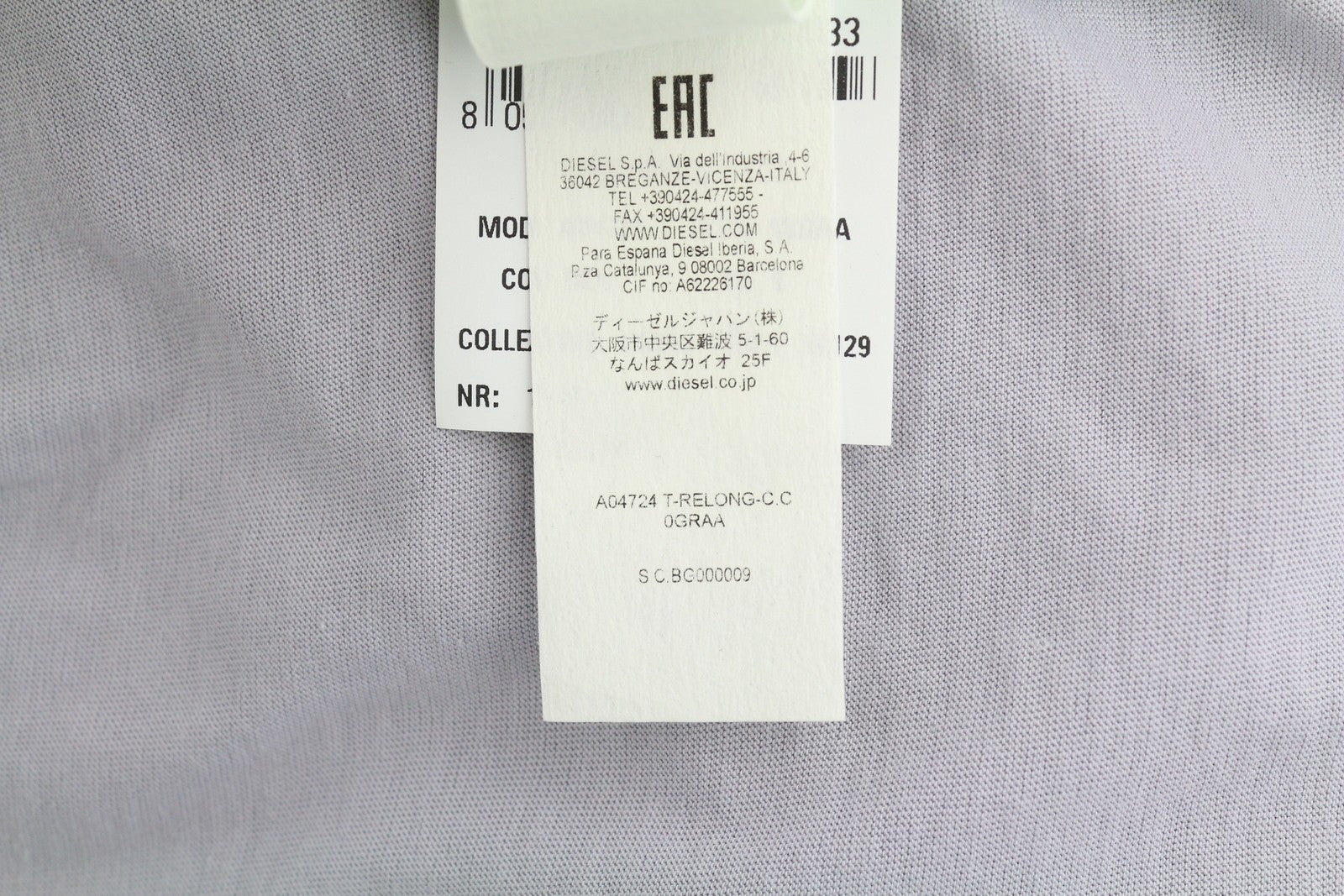 DIESEL T-Relong-CC moteriški marškinėliai pilki, apvalios iškirptės, ilgomis rankovėmis, S dydžio, RRP 100 €