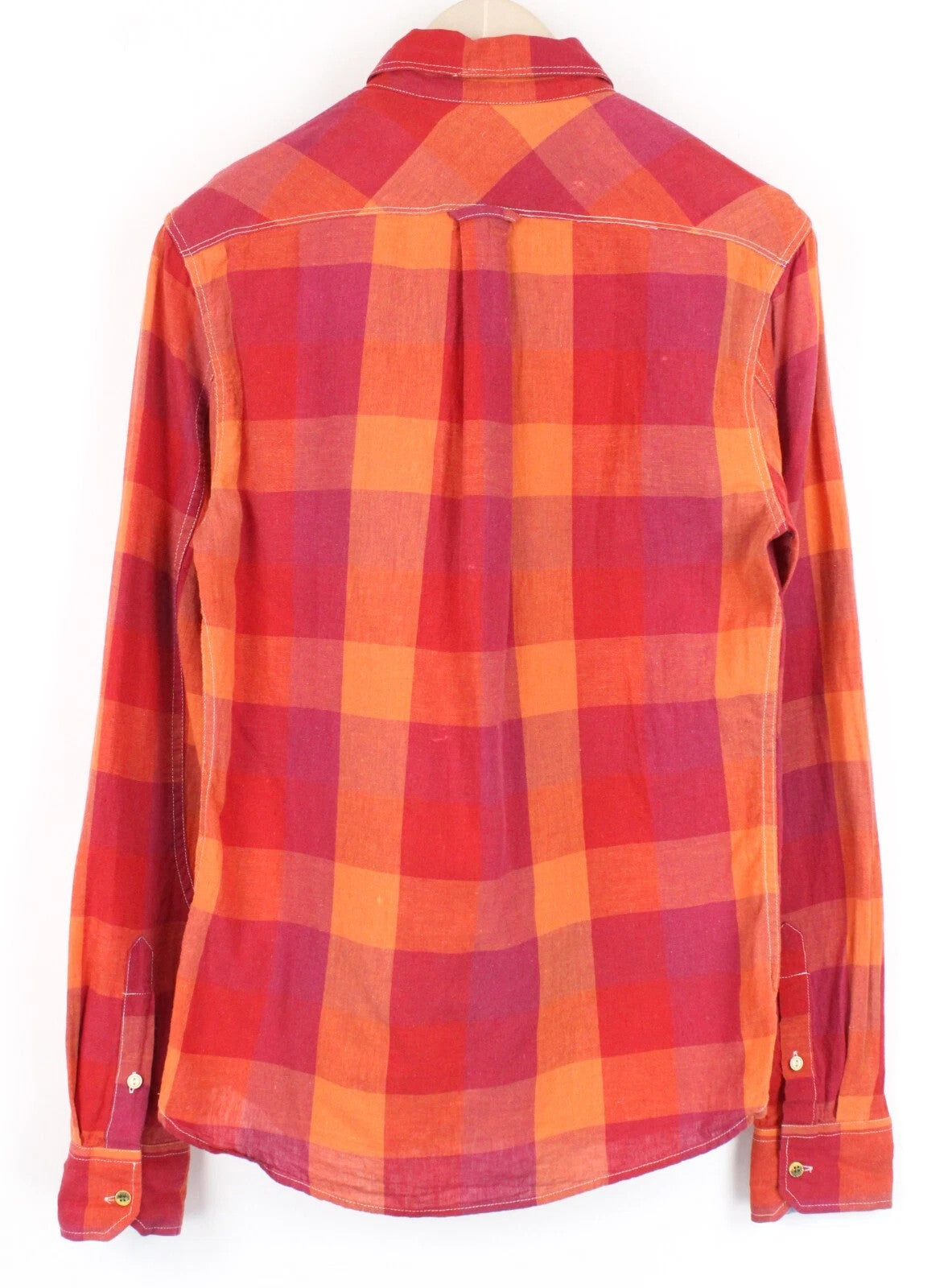 SCOTCH &amp; SODA vyriški marškiniai S dydžio languoti lininiai medvilnės mišinio marškiniai su ryškia apvadine kišene 