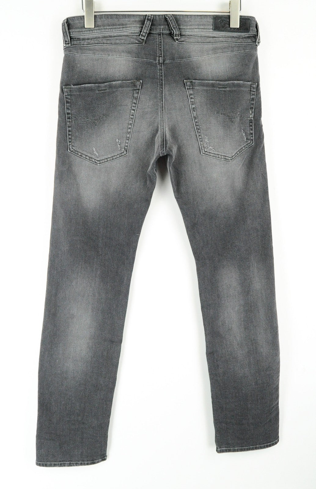 DIESEL Belther 0673P Men's Grey Ripped Tapered Jeans W31/L32 Cotton Stretch