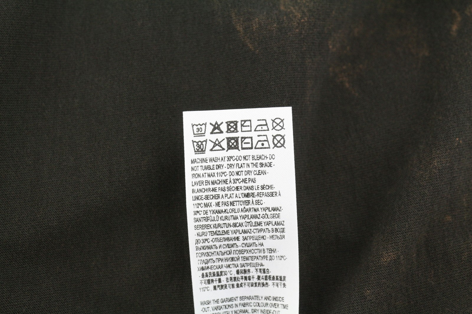 DIESEL T-Glyn Men T-Shirt L Brown Washed Effect Distress Hem Long Sleeve RRP€125