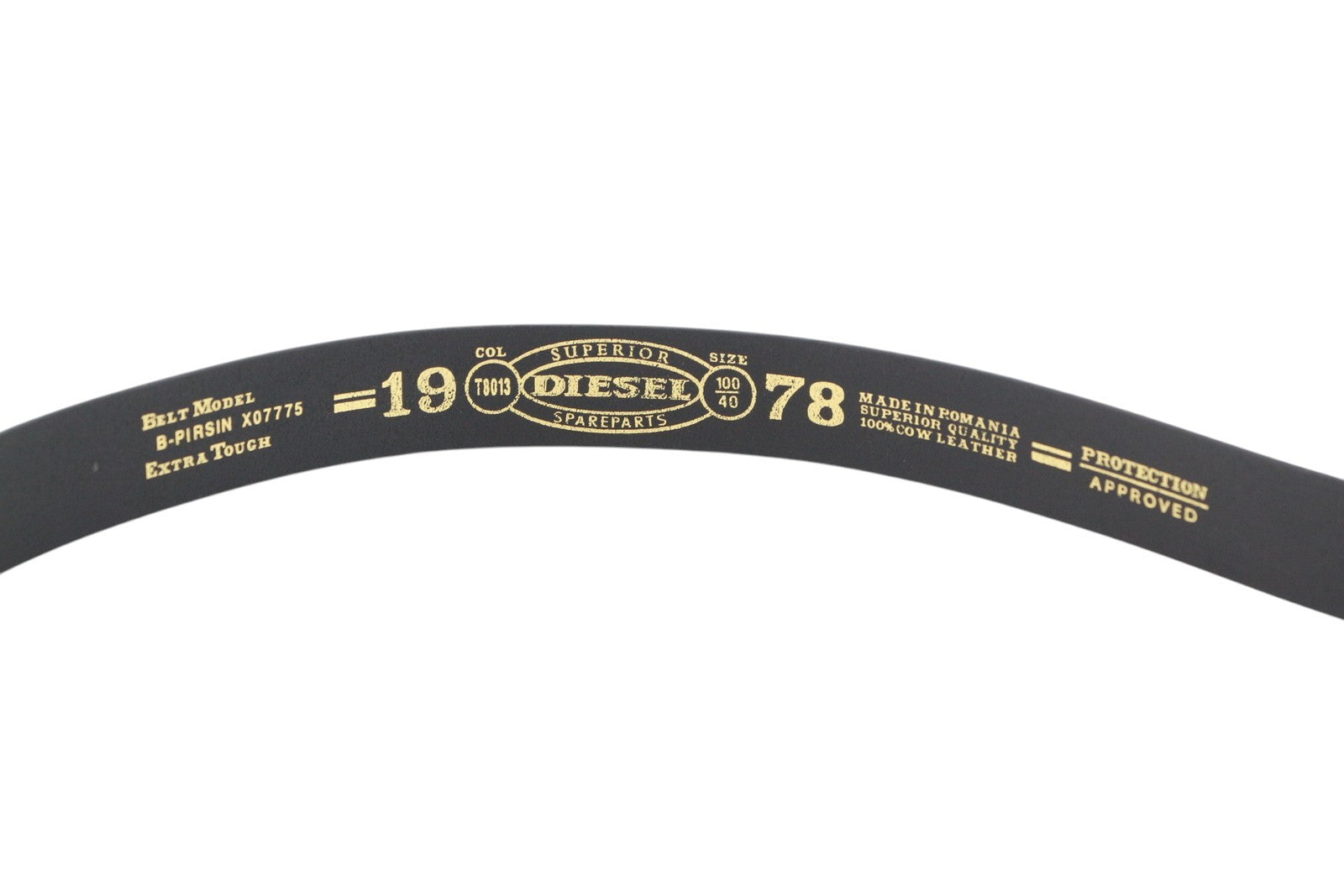 DIESEL B-Pirsin vyriškas diržas 100 cm juodas odinis sagties užsegimas odinis laisvalaikio logotipas