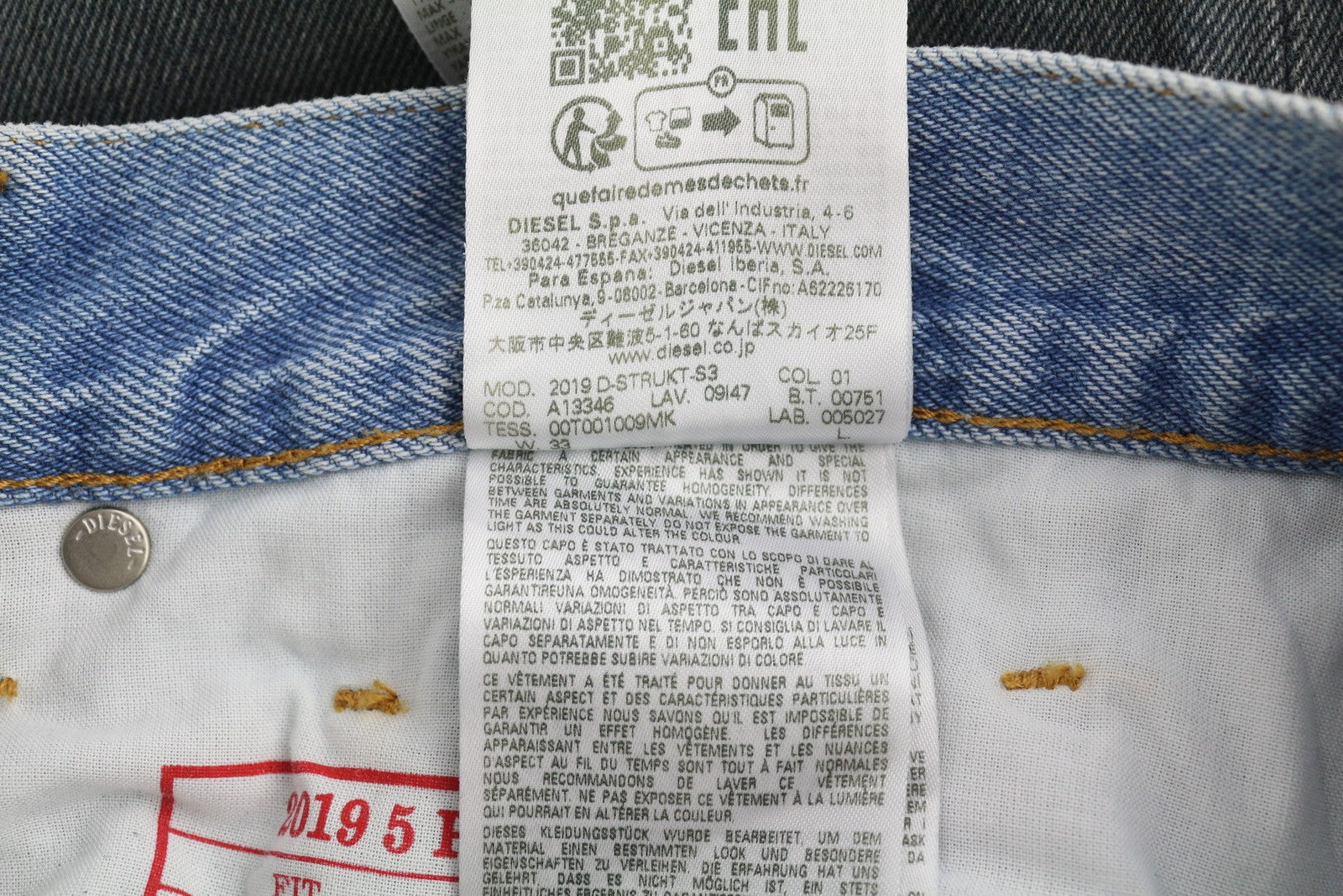 DIESEL 2019 D-Strukt-S3 09I47 vyriški džinsai W32 tamsaus džinso, ploni, vidutinio juosmens, RRP 350 € 