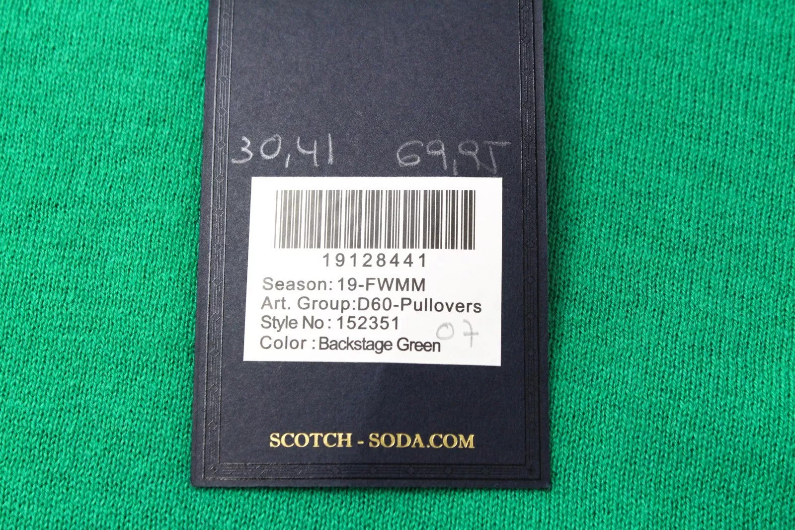 SCOTCH &amp; SODA vyriškas megztinis ~L, tamsiai megztas, žalias, siuvinėtas, vilnos mišinio 
