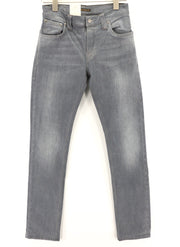NUDIE JEANS Thin Finn Men Jeans W28/L32 Slim Fit Grey Cotton Stretch Wash