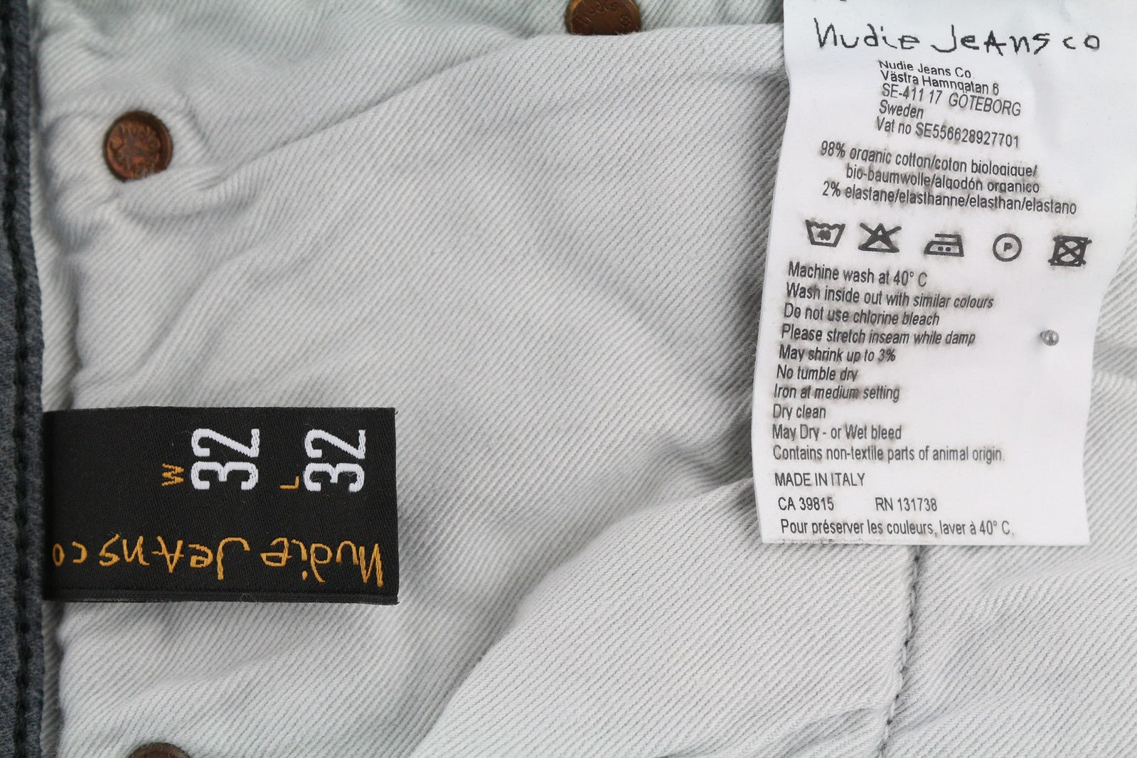 NUDIE JEANS Thin Finn Men Jeans W32/L32 Slim Grey Cotton Elastane 5-Pocket