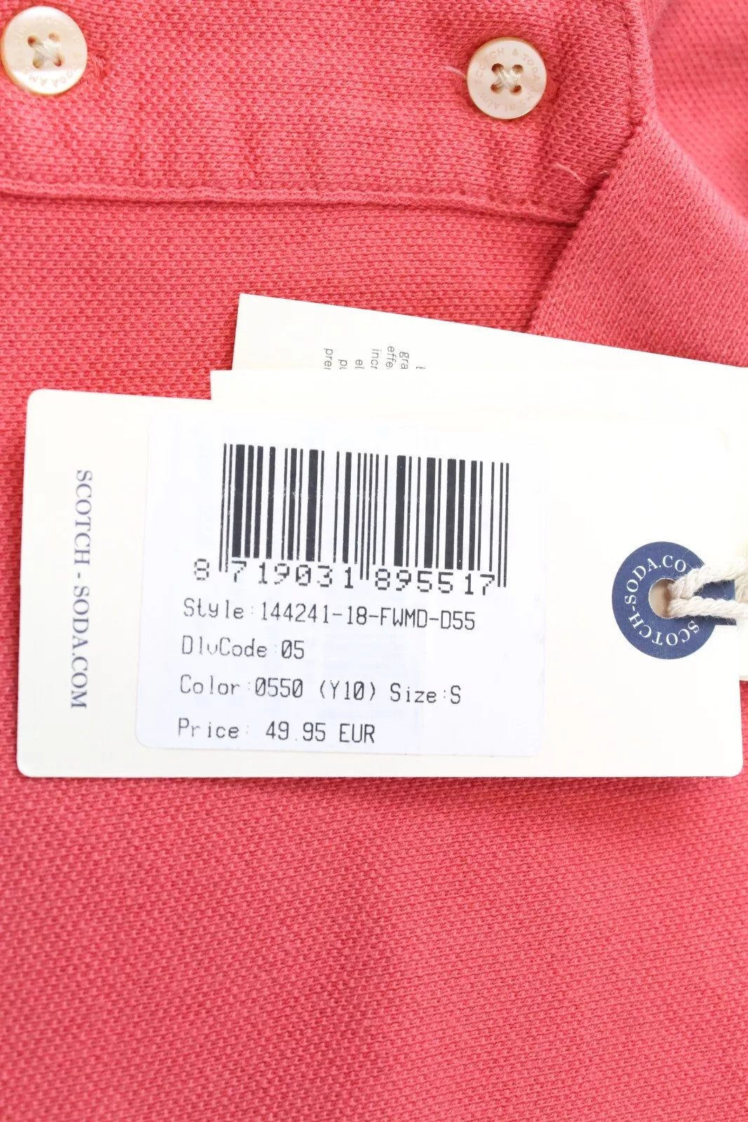 SCOTCH &amp; SODA vyriški polo marškinėliai su plačia apykakle ir trumpomis rankovėmis, rožiniai 