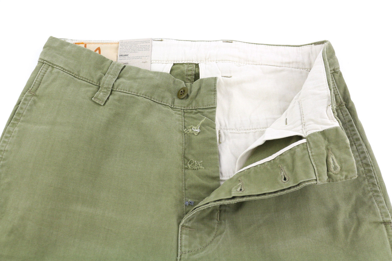 NUDIE JEANS Loose Alvar Men Jeans W28/L32 Beech Green Washed Buttoned Casual