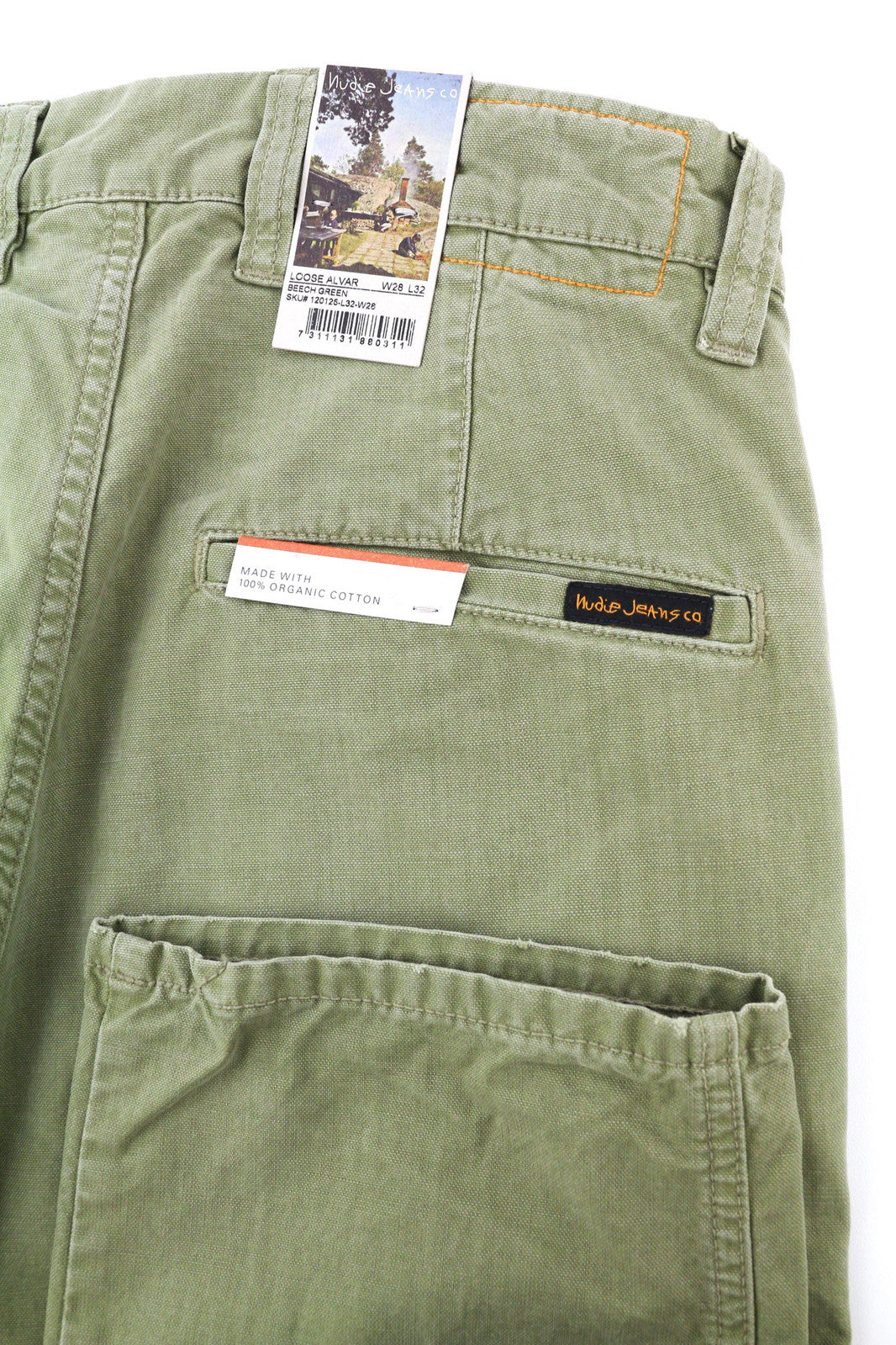NUDIE JEANS Loose Alvar Men Jeans W28/L32 Beech Green Washed Buttoned Casual