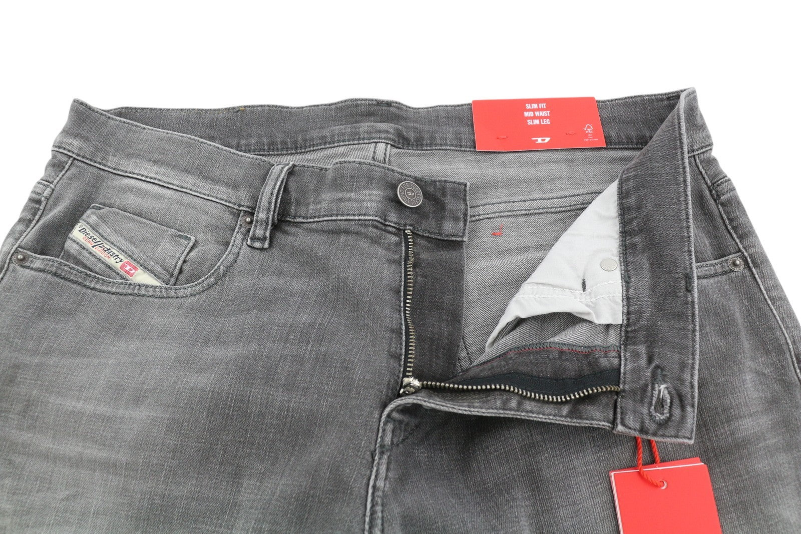 DIESEL 2019 D-Strukt 09F91 vyriški džinsai W34/L32 Slim Fit skalbto džinso pilki RRP 175 € 