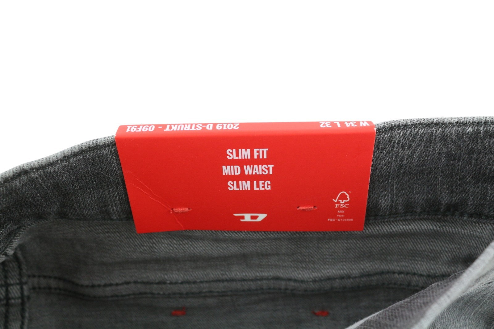 DIESEL 2019 D-Strukt 09F91 vyriški džinsai W34/L32 Slim Fit skalbto džinso pilki RRP 175 € 