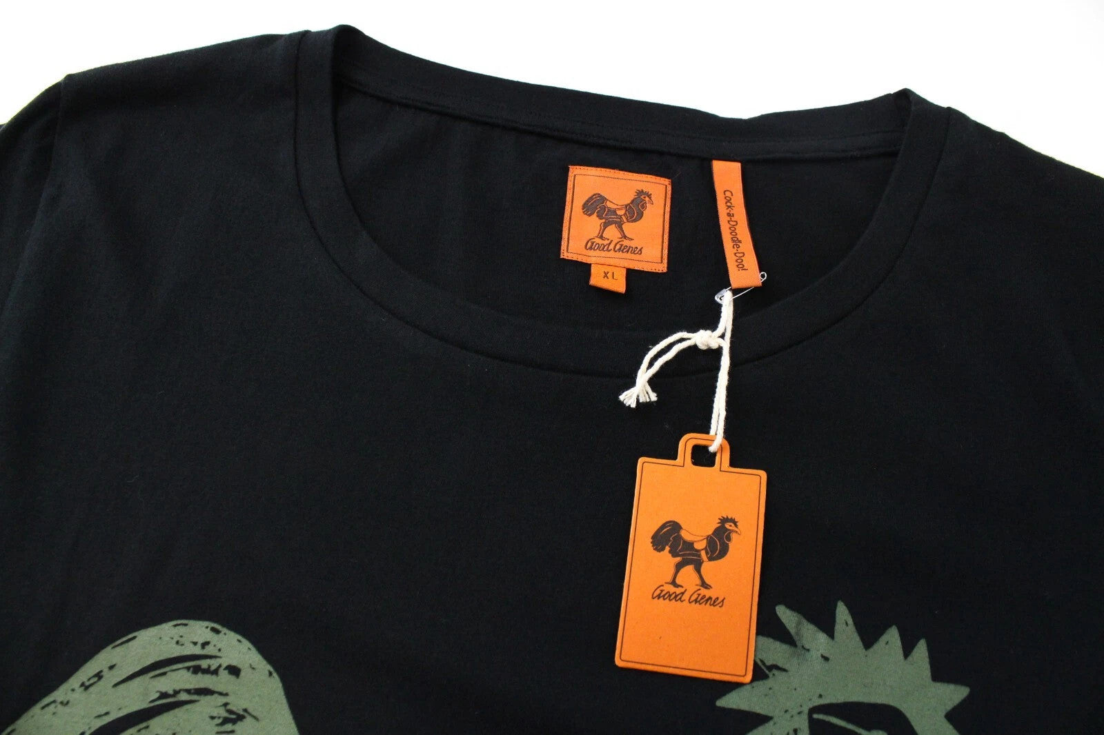 GOOD GENES vyriški XL dydžio medvilniniai marškinėliai su gaidžio logotipu ir trumpomis rankovėmis 