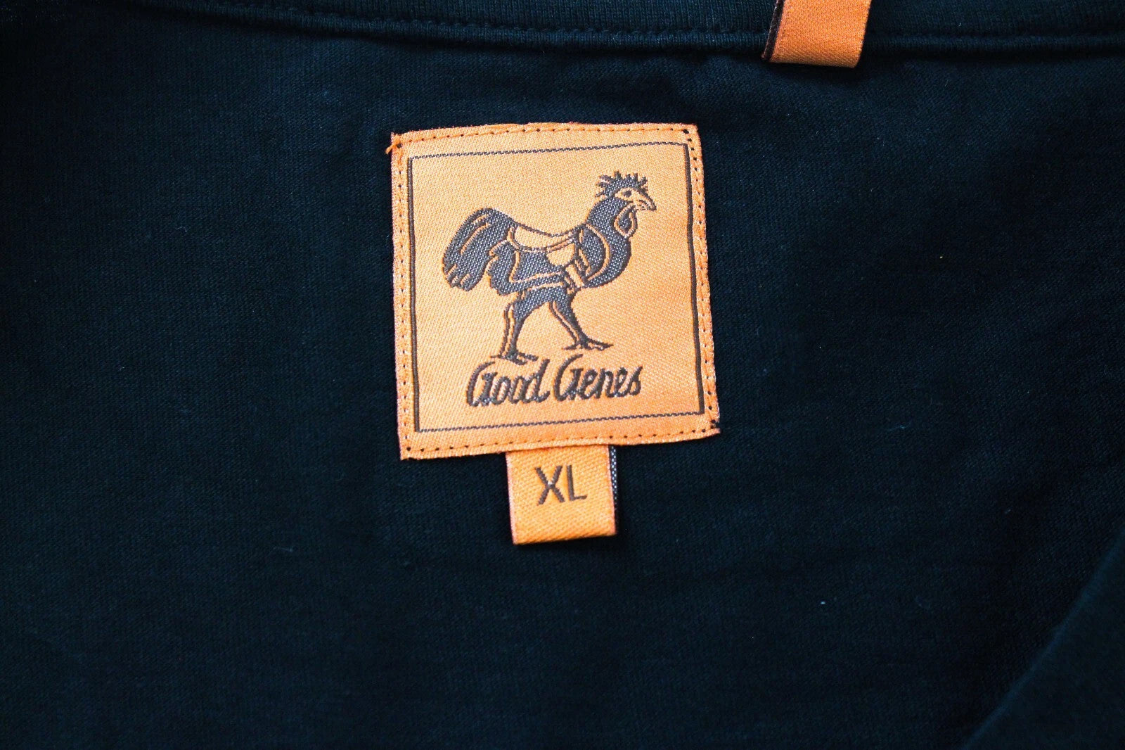 GOOD GENES vyriški XL dydžio medvilniniai marškinėliai su gaidžio logotipu ir trumpomis rankovėmis 