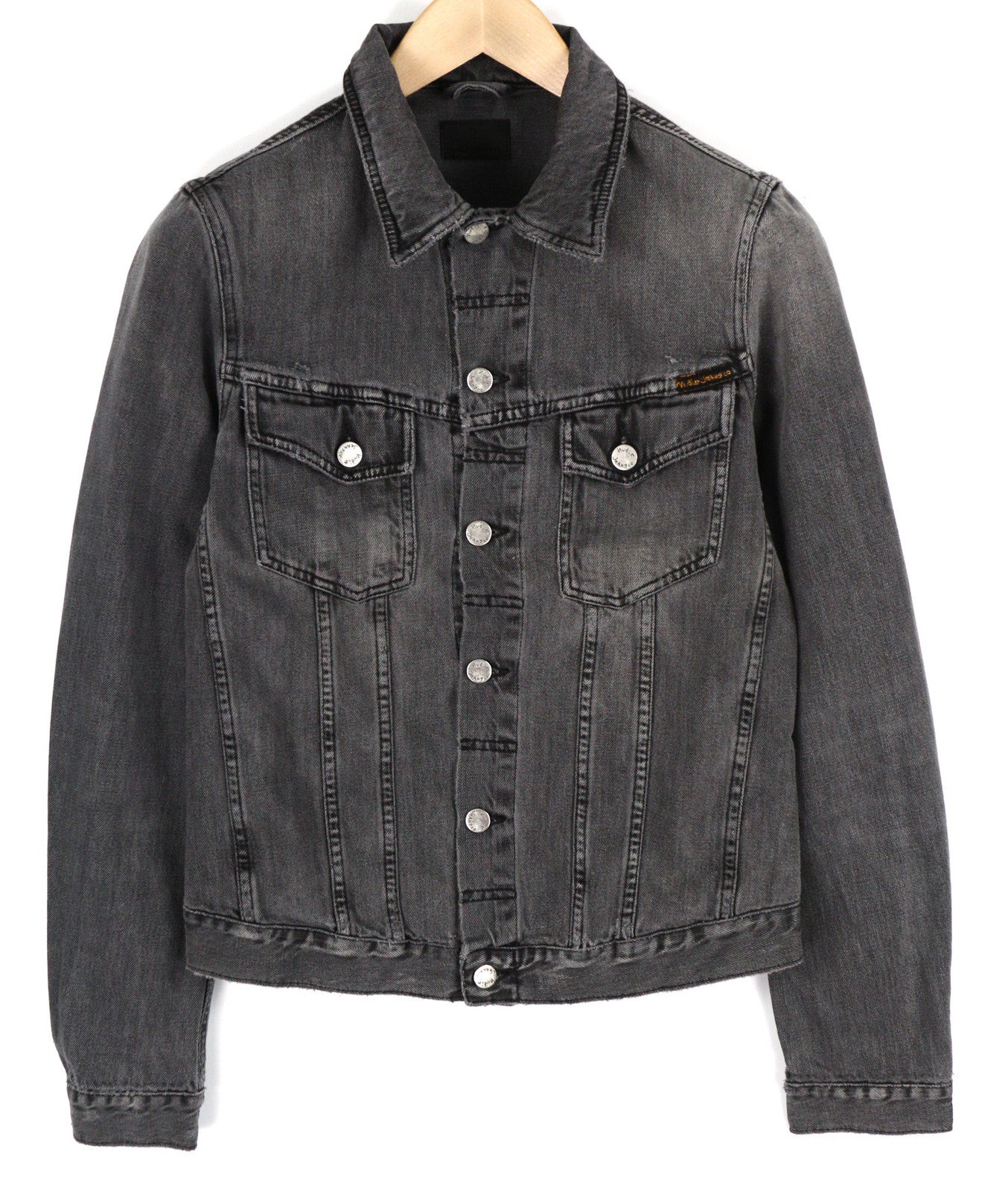 NUDIE Billy Men Jacket S Desolation Button Neck Unlined Patch Pocket Denim