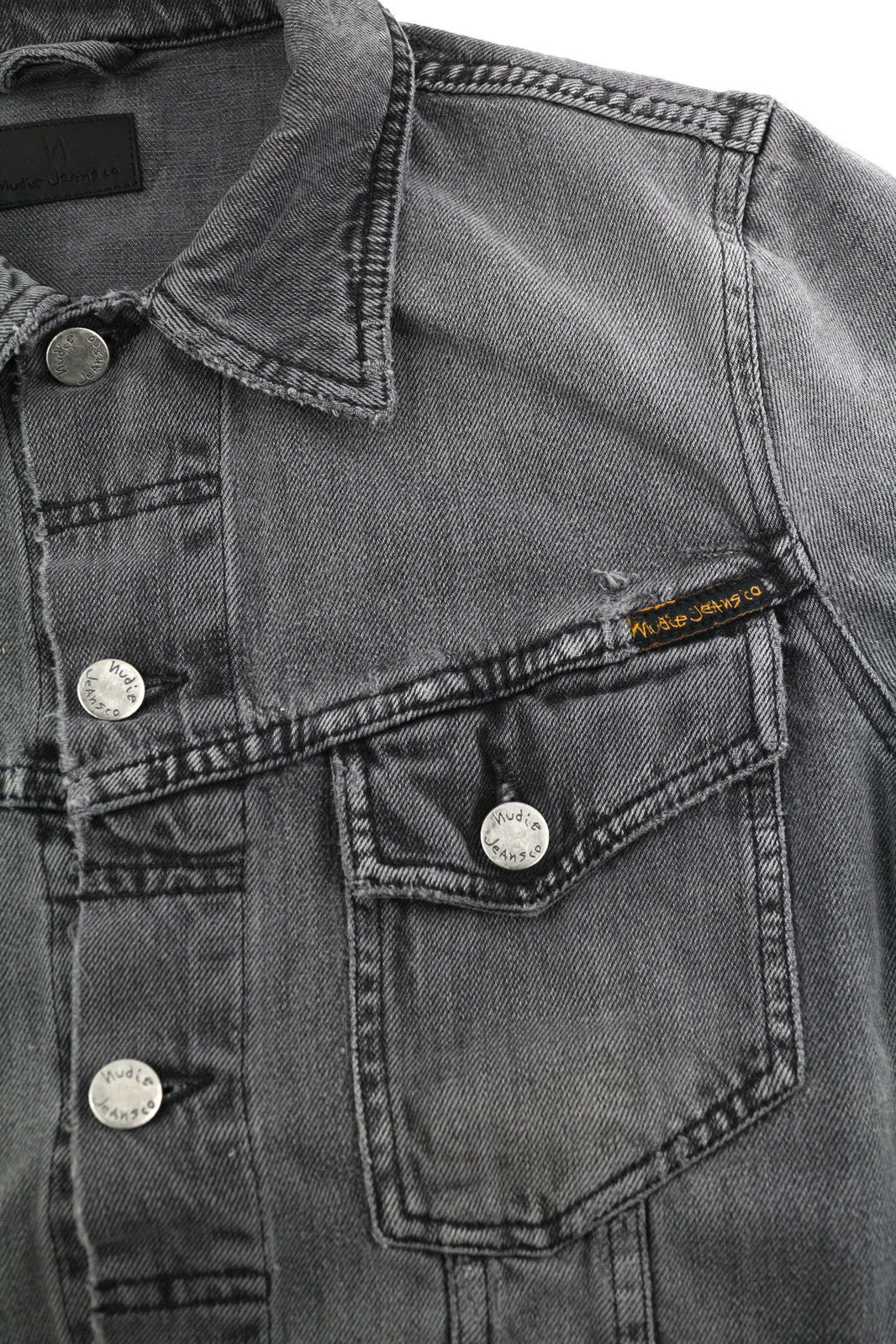 NUDIE Billy Men Jacket S Desolation Button Neck Unlined Patch Pocket Denim