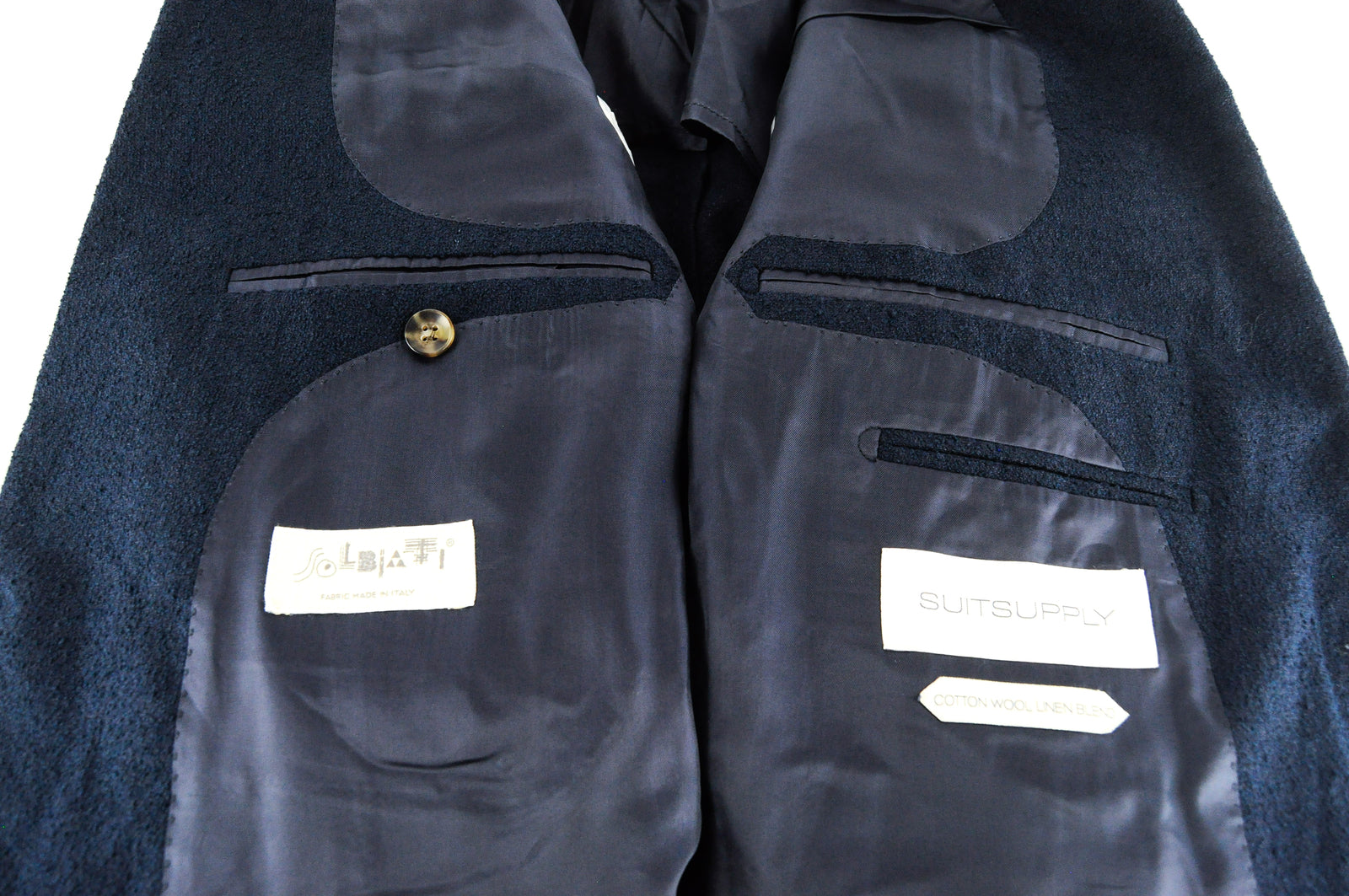 „SUITSUPPLY Havana Patch HL“ vyriškas flanelinis vilnonis lininis švarkas, UK44R, plonas 