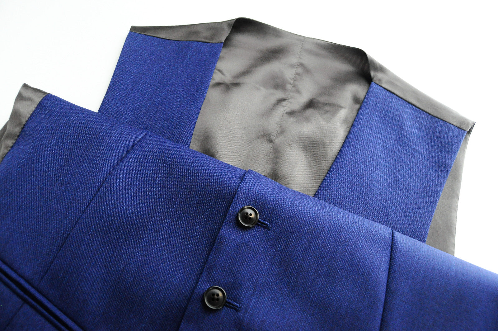 SUITSUPPLY Lazio vyriškas mėlynas kostiumas, UK40L, plonas, trijų dalių, melanžo spalvos, su pamušalu 