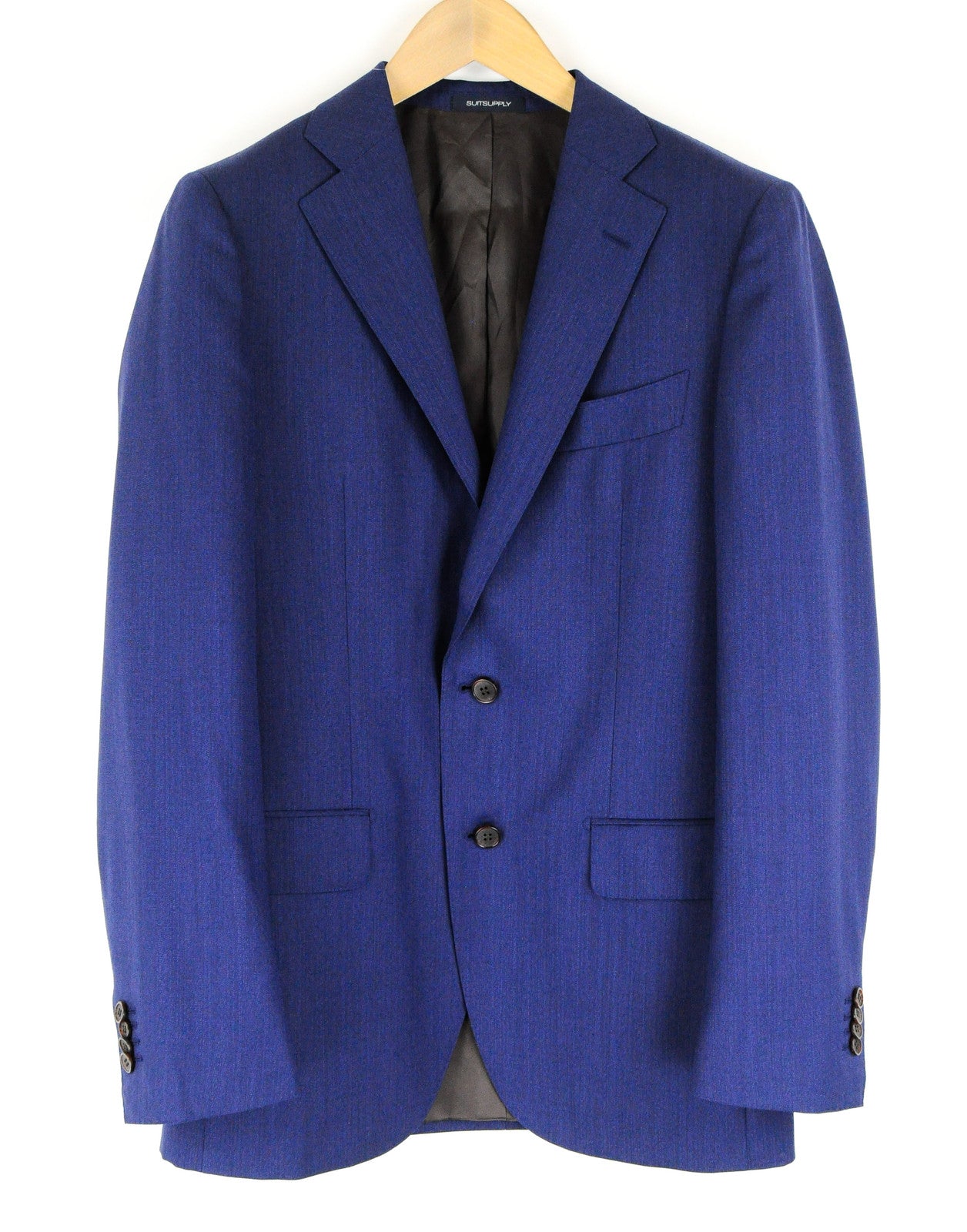 SUITSUPPLY Lazio vyriškas mėlynas kostiumas, UK40L, plonas, trijų dalių, melanžo spalvos, su pamušalu 