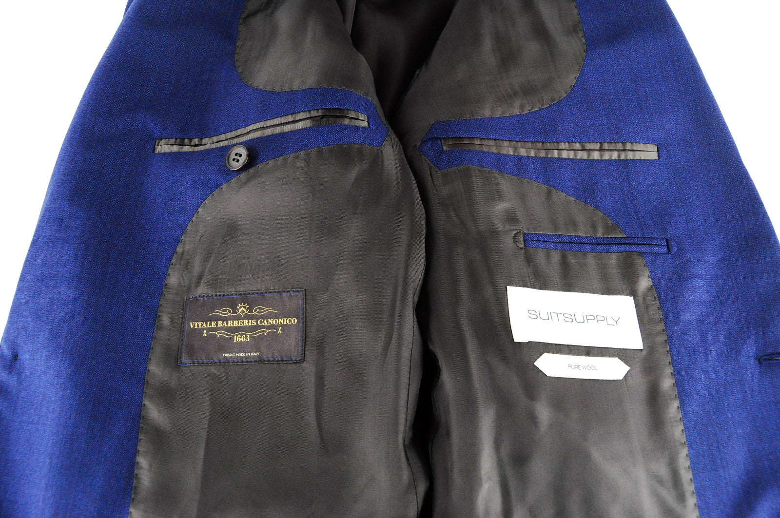 SUITSUPPLY Lazio vyriškas mėlynas kostiumas, UK40L, plonas, trijų dalių, melanžo spalvos, su pamušalu 