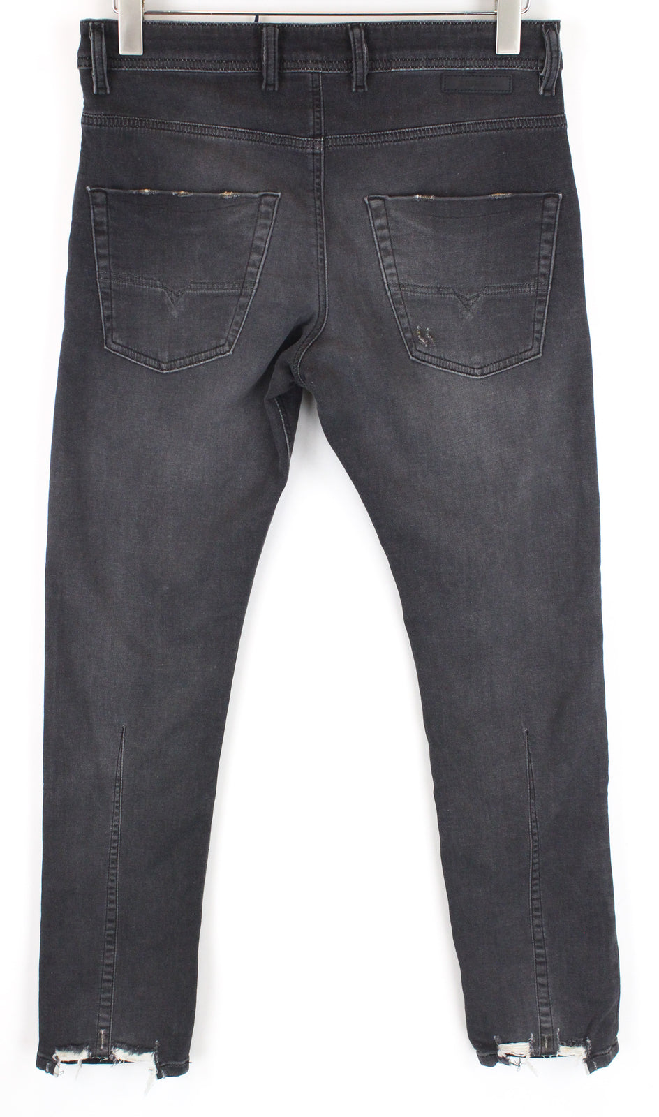 DIESEL Krooley CB-NE 069EM vyriški pilki jogginiai džinsai W28 apdriskę, ploni, morkų kirpimo 