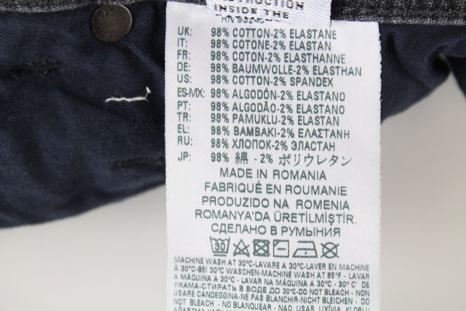 DIESEL Krooley CB-NE 069EM vyriški pilki jogginiai džinsai W28 apdriskę, ploni, morkų kirpimo 