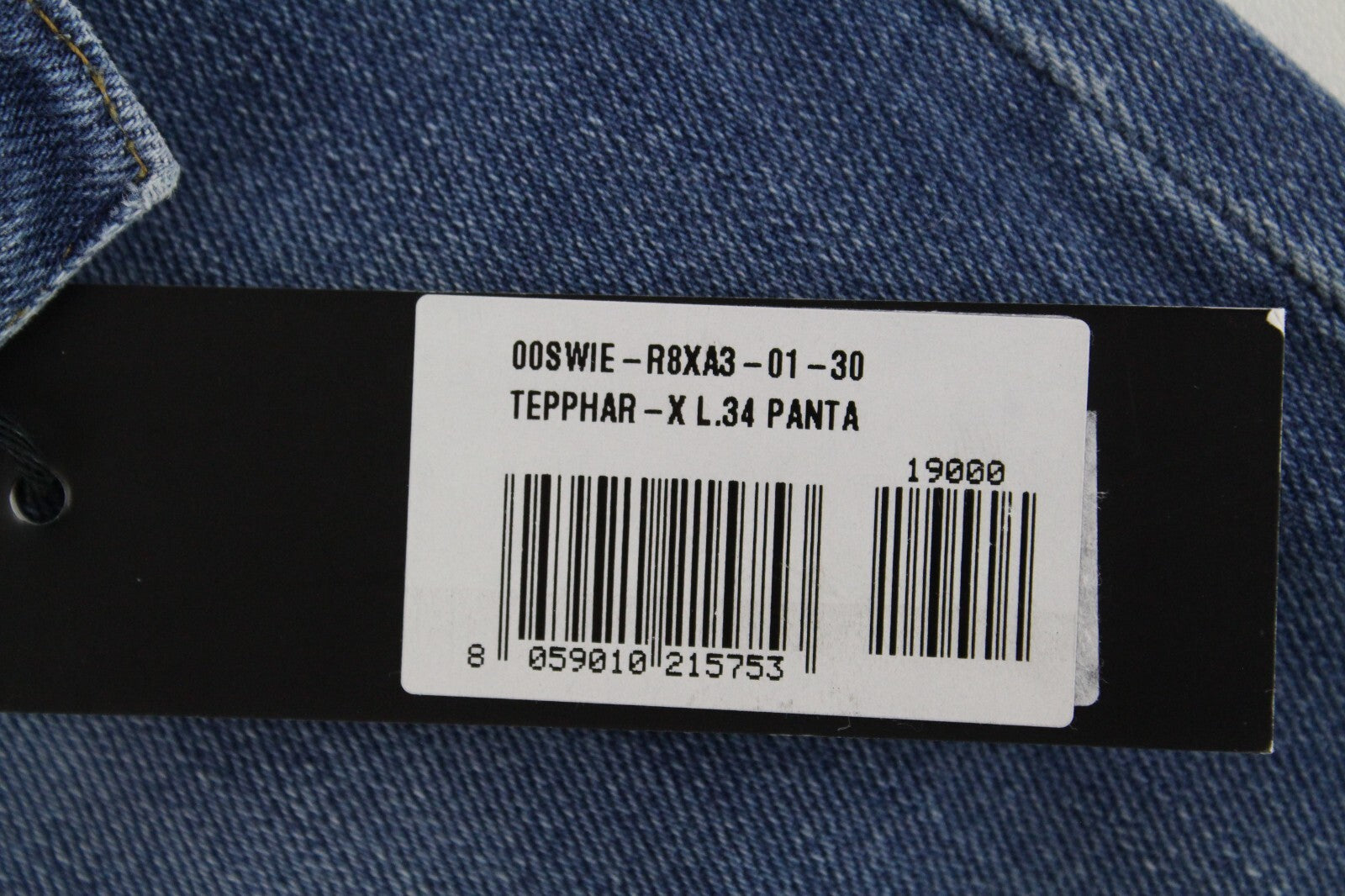 DIESEL Tepphar-X R8XA3 vyriški šviesiai mėlyni ploni morkų stiliaus džinsai su sagomis W30/L34 