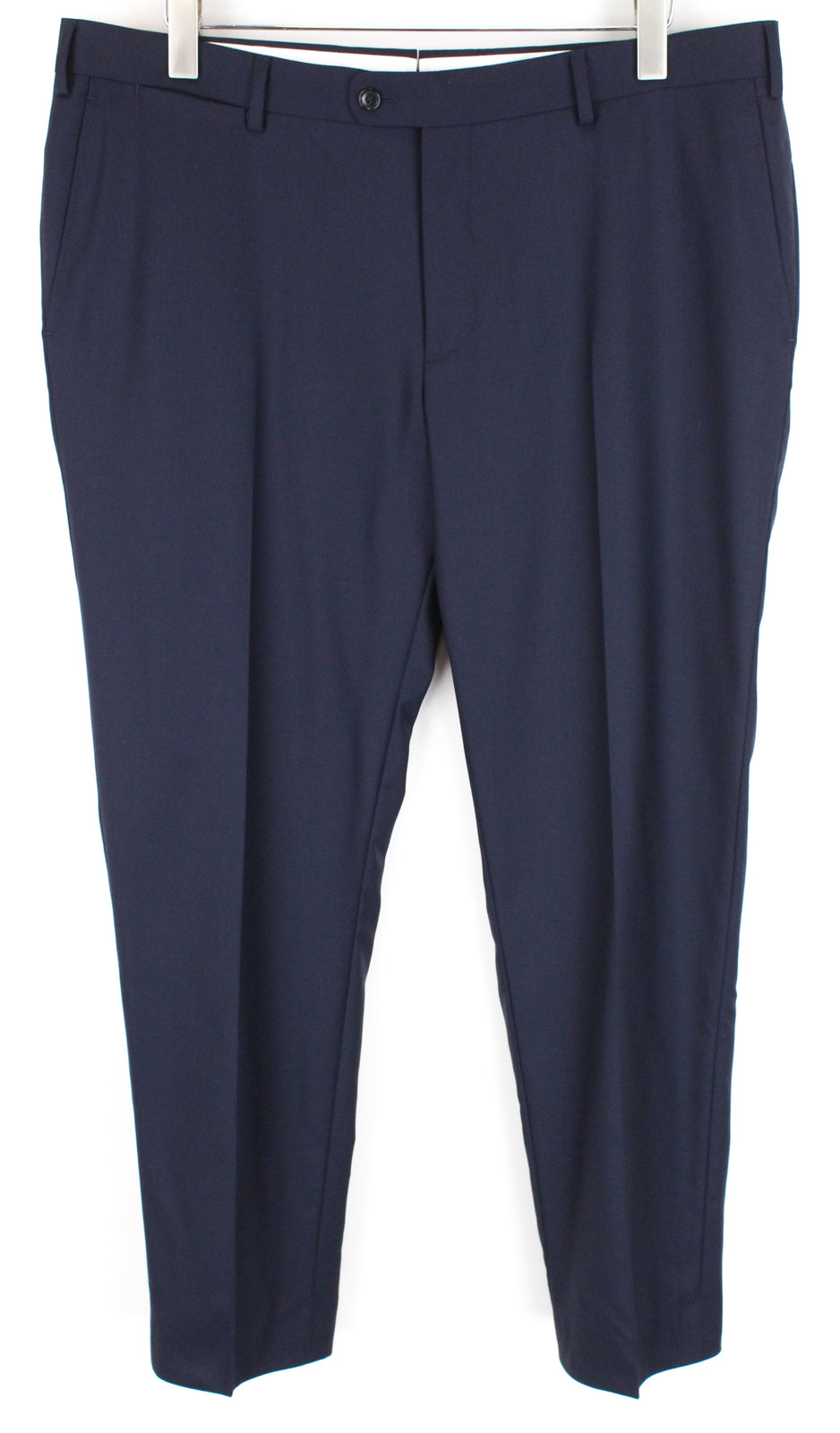 SUITSUPPLY Brescia Men's Navy Wool Trousers UK44R Flat-Front Classic Formal