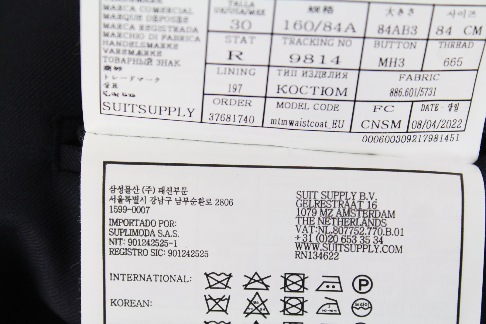 SUITSUPPLY Ferrara vyriška tamsiai mėlyna vilnonė liemenė UK30R V formos iškirpte, klasikinio stiliaus 