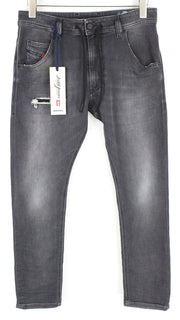 DIESEL Krooley CB-NE 069EM vyriški pilki jogging džinsai W28 Ripped washed Tapered Fit 