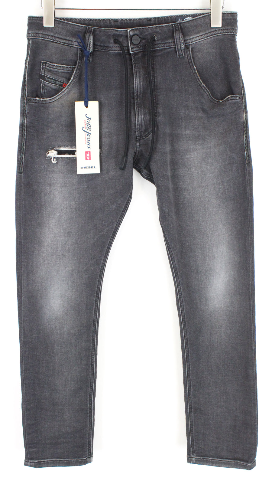 DIESEL Krooley CB-NE 069EM vyriški pilki jogging džinsai W28 Ripped washed Tapered Fit 