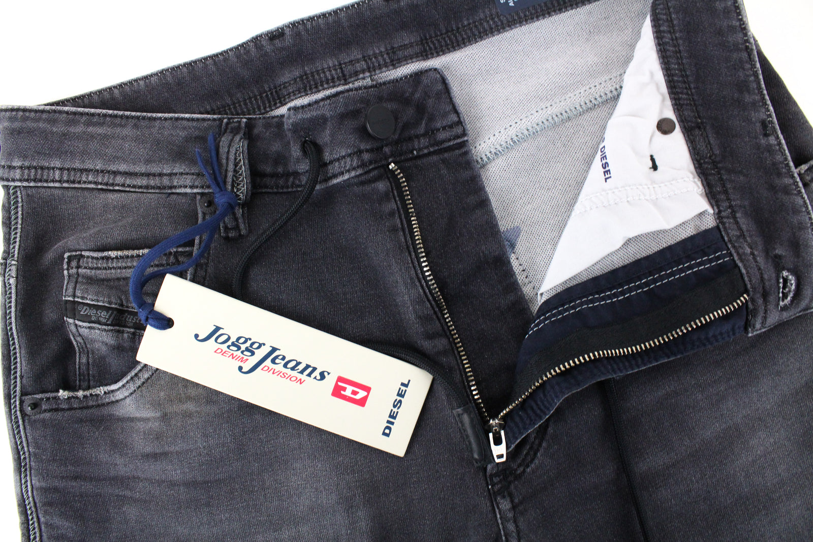 DIESEL Krooley CB-NE 069EM vyriški pilki jogging džinsai W28 Ripped washed Tapered Fit 